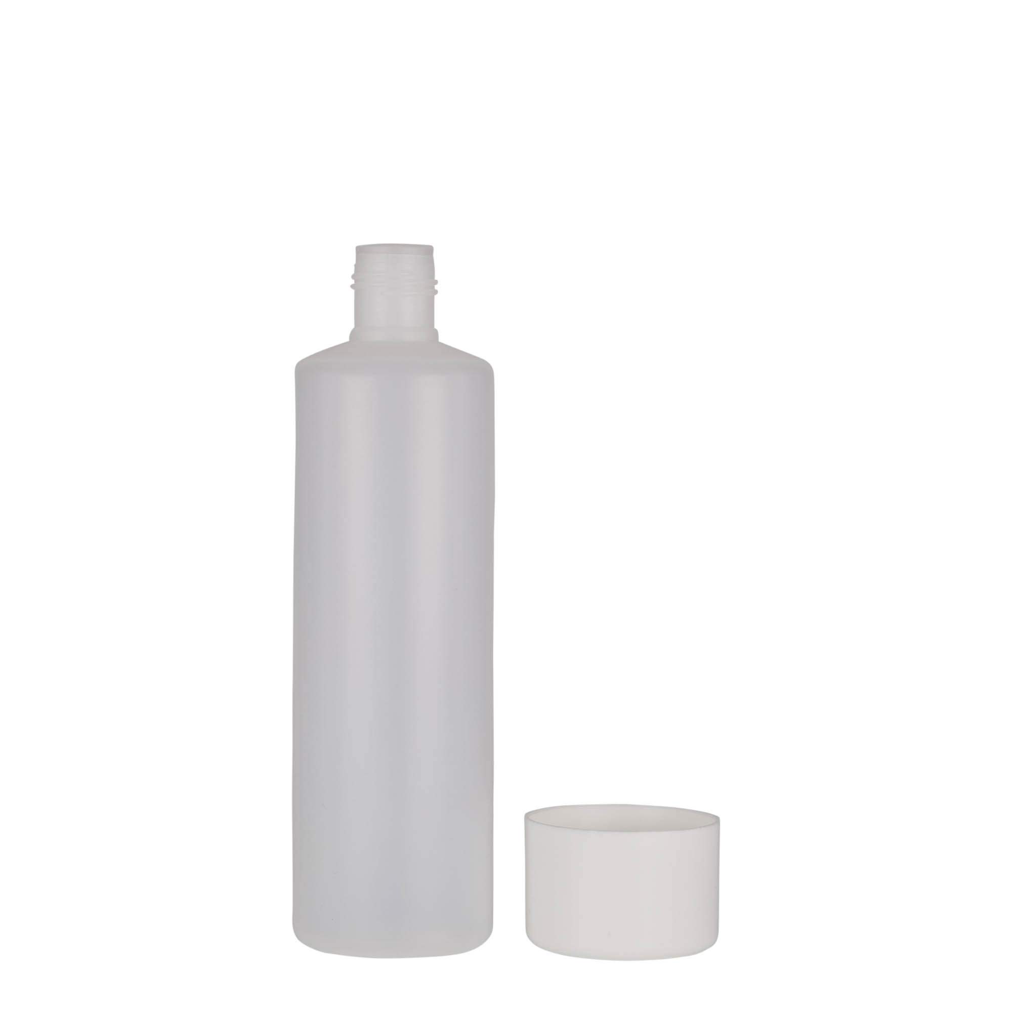 Bouteille ronde 250 ml, plastique PE, nature, bouchage: Bougage à vis Bouteille ronde 250 ml, plastique PE, nature, bouchage: Bougage à vis