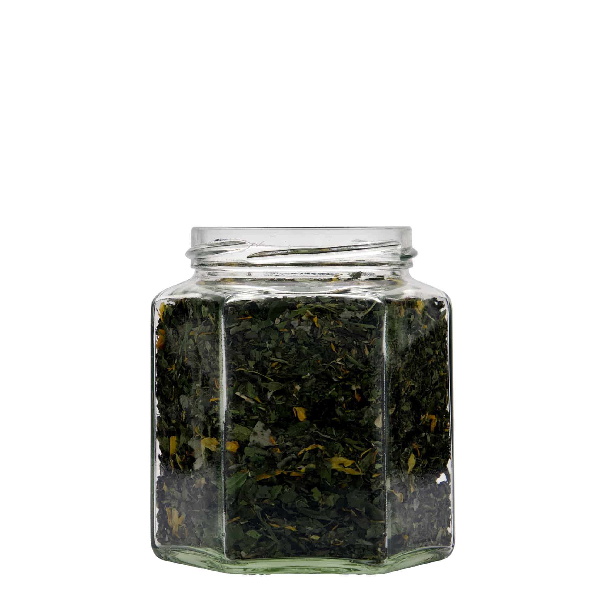 Hexagonale pot, 390 ml, monding: twist-off (TO 70) Hexagonale pot, 390 ml, monding: twist-off (TO 70)