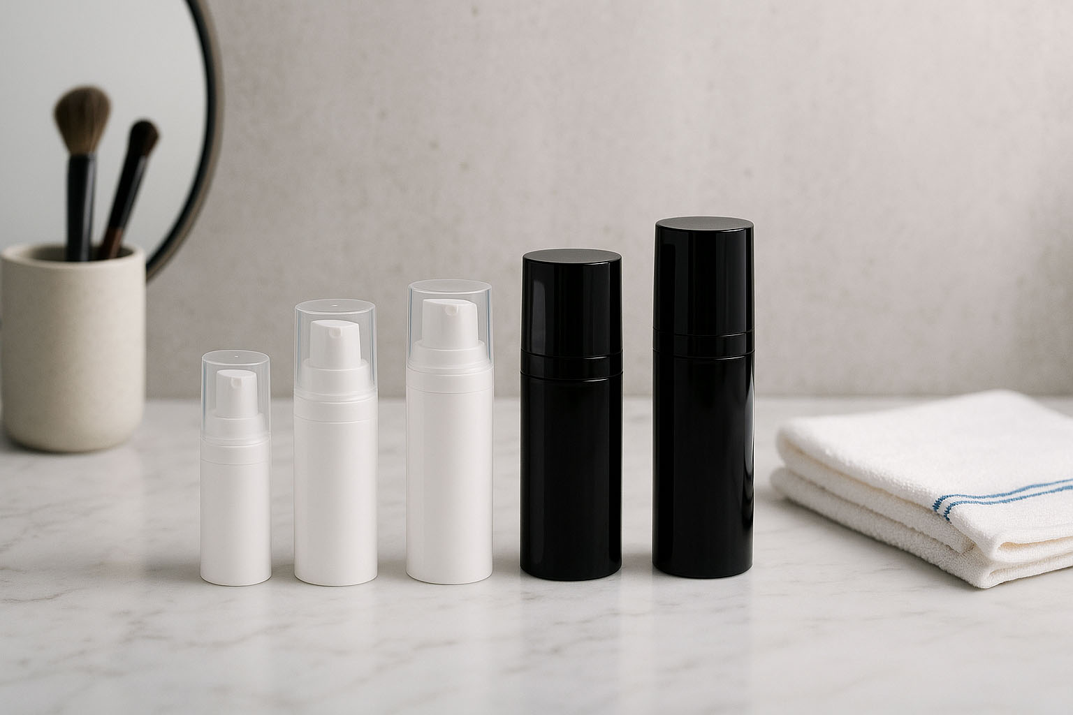 Flacon airless tête de pompe 'Micro', plastique PP, blanc Flacon airless tête de pompe 'Micro', plastique PP, blanc