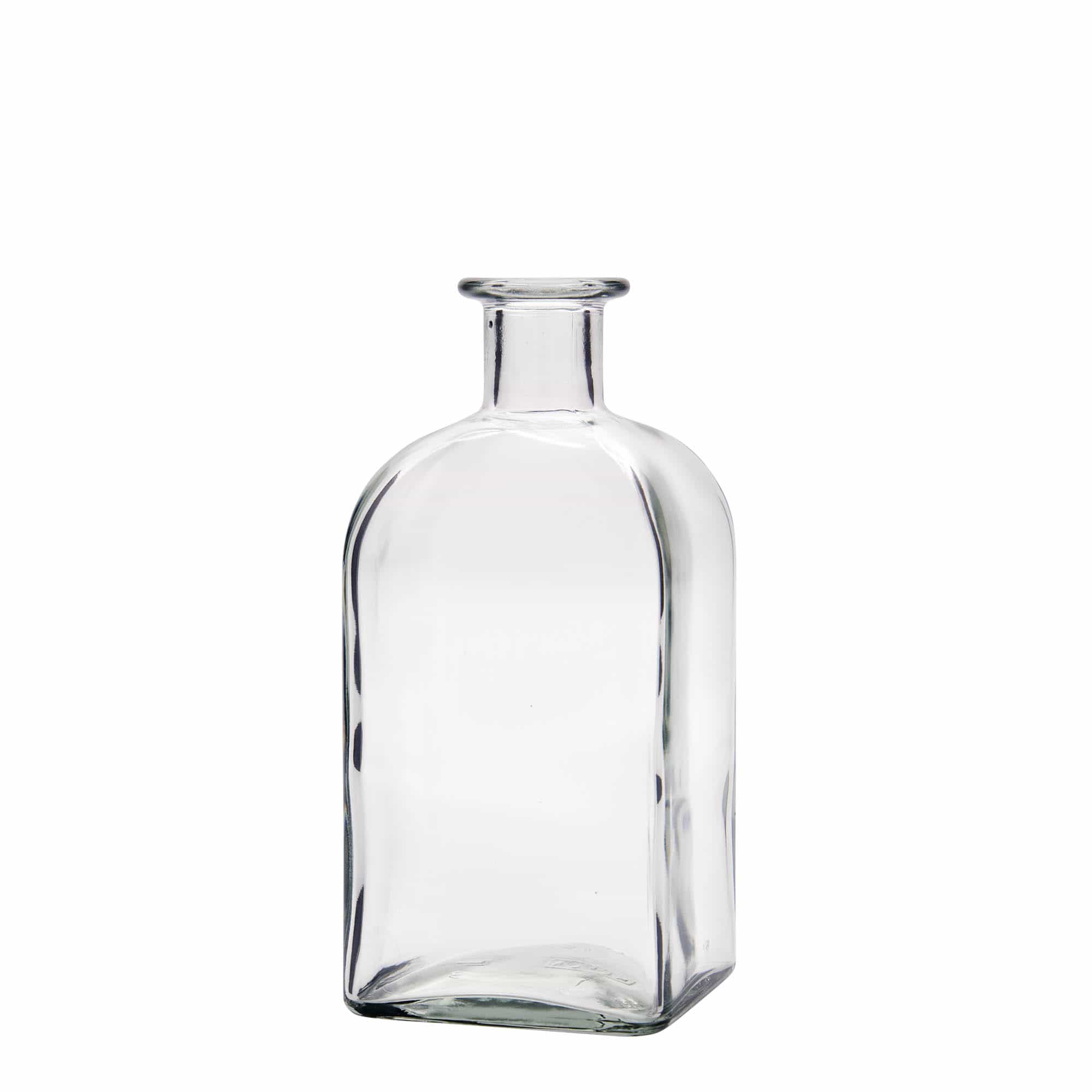 Glazen fles Apotheker carré, 500 ml, vierkant, monding: kurk