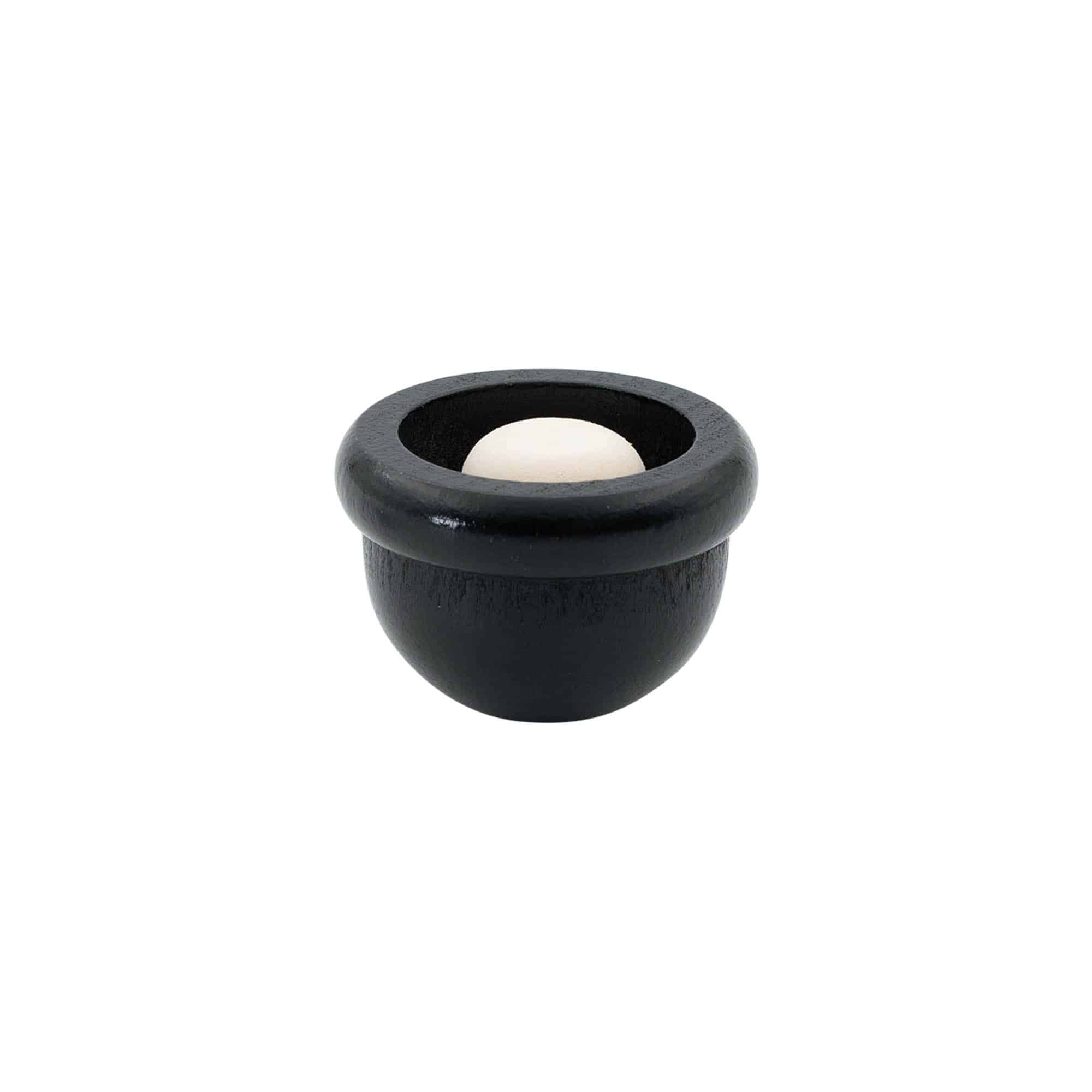Dopkurk, 19 mm, hout/kunststof, zwart, voor monding: kurk