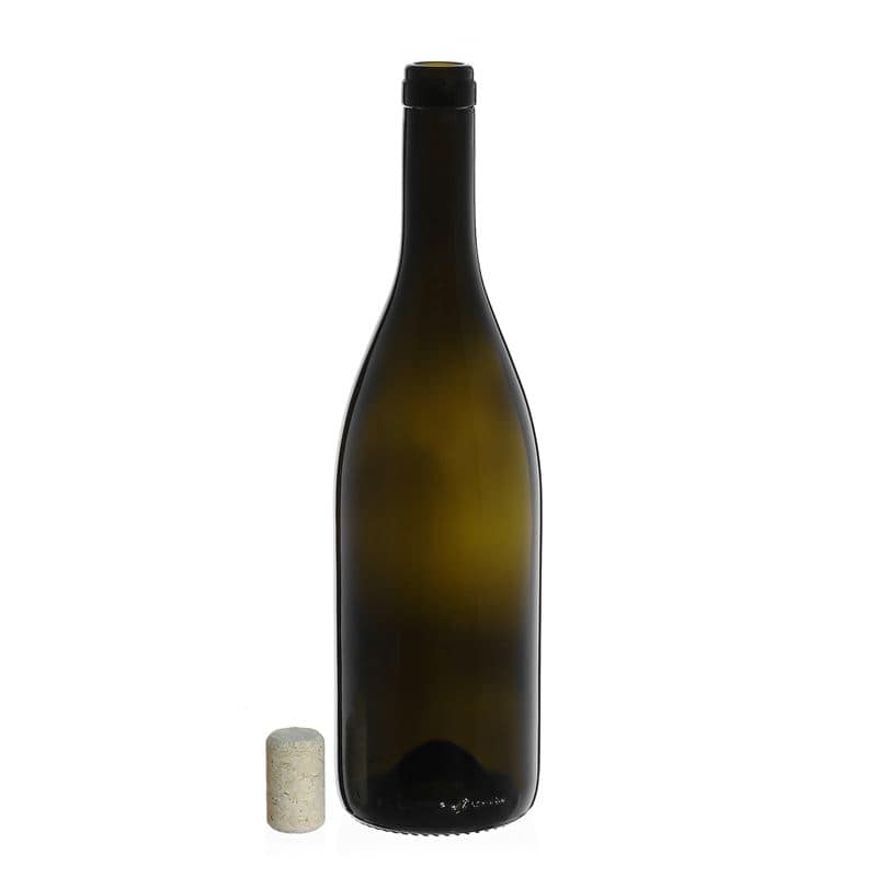 Wijnfles 'Tiffany', 750 ml, antiekgroen, monding: kurk