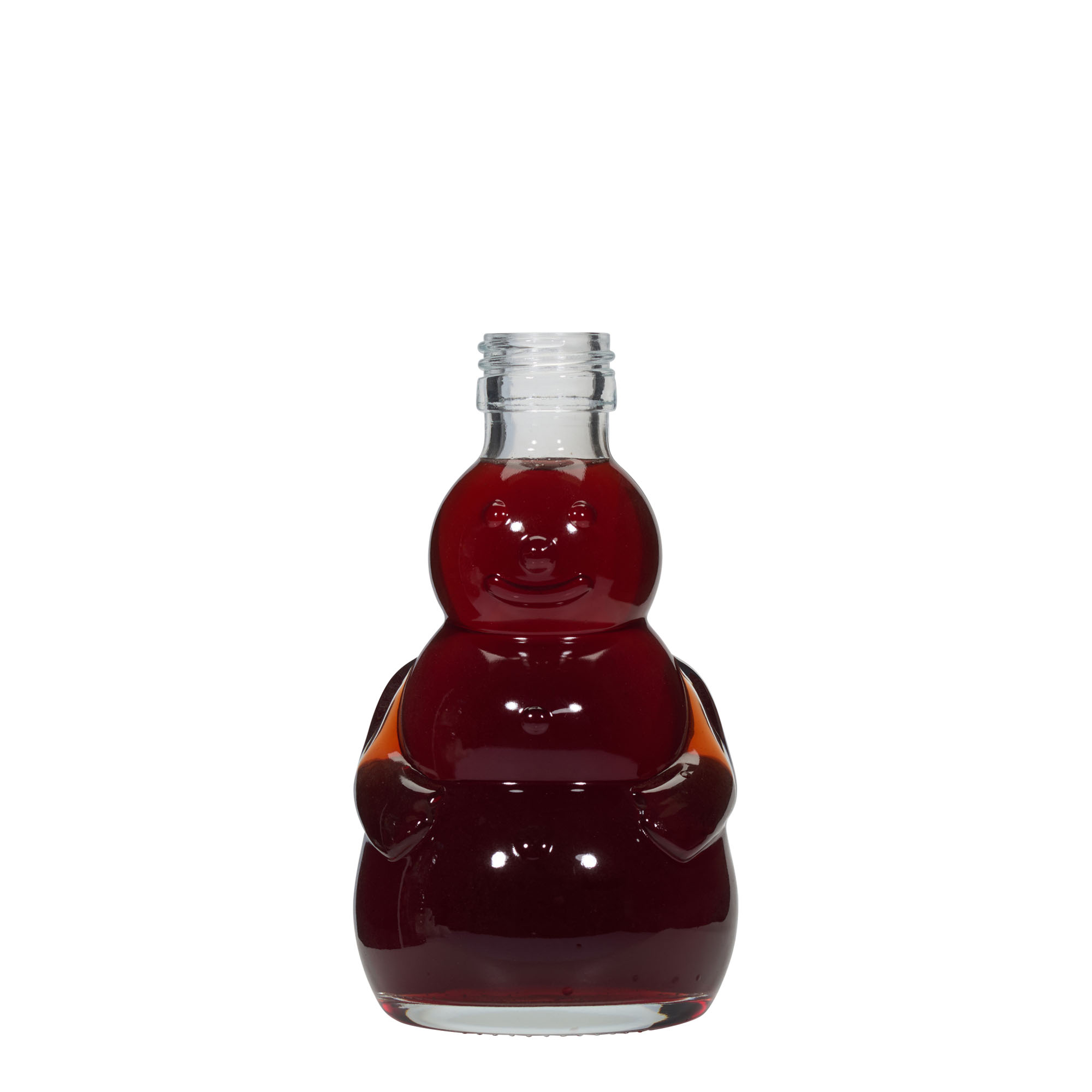 200 ml glazen fles 'Sneeuwman', mondstuk: PP 28