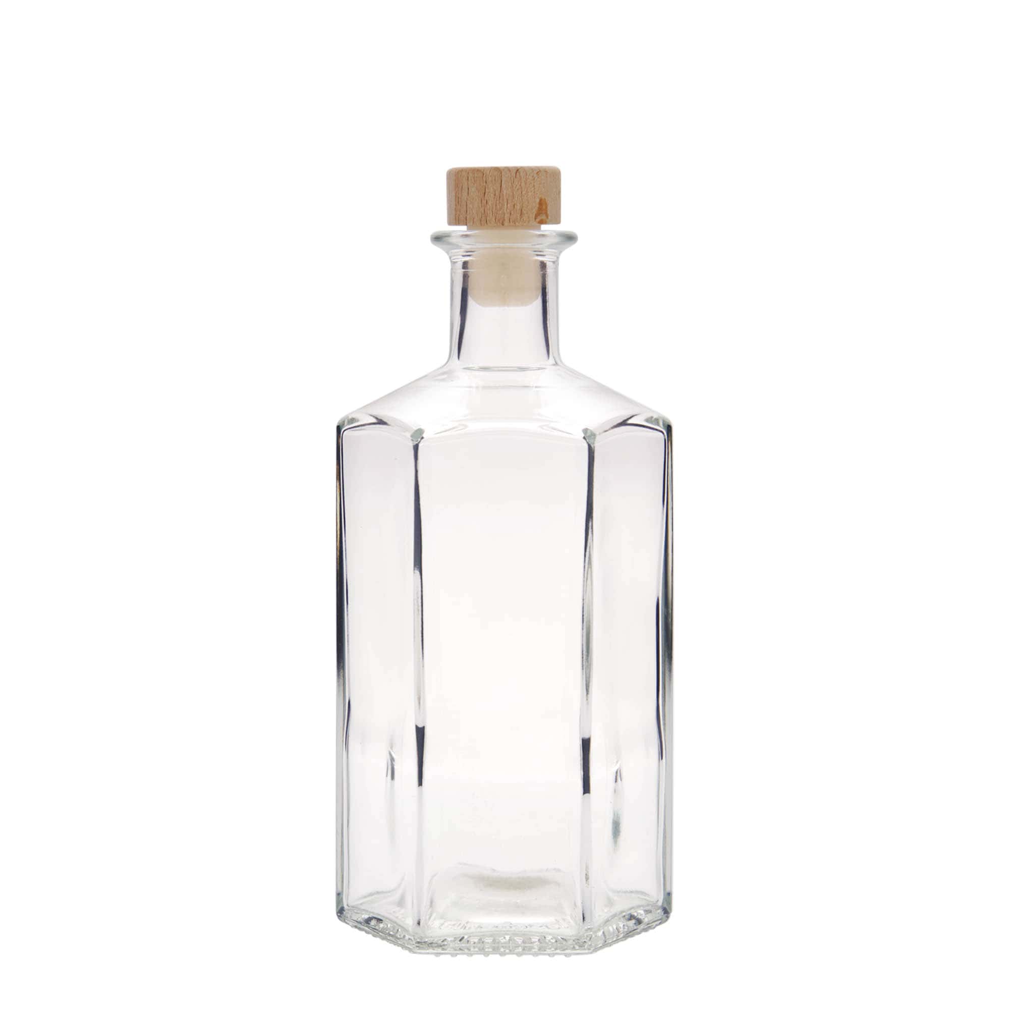 Bouteille en verre apothicaire 500 ml « Jimmy », hexagonale, bouchage: bouchon