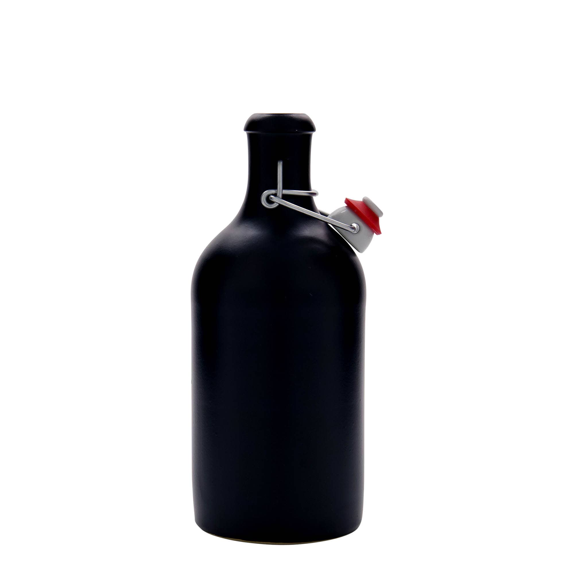 Chope en terre cuite 500 ml, grès, noir, bouchage: bouchon mécanique Chope en terre cuite 500 ml, grès, noir, bouchage: bouchon mécanique