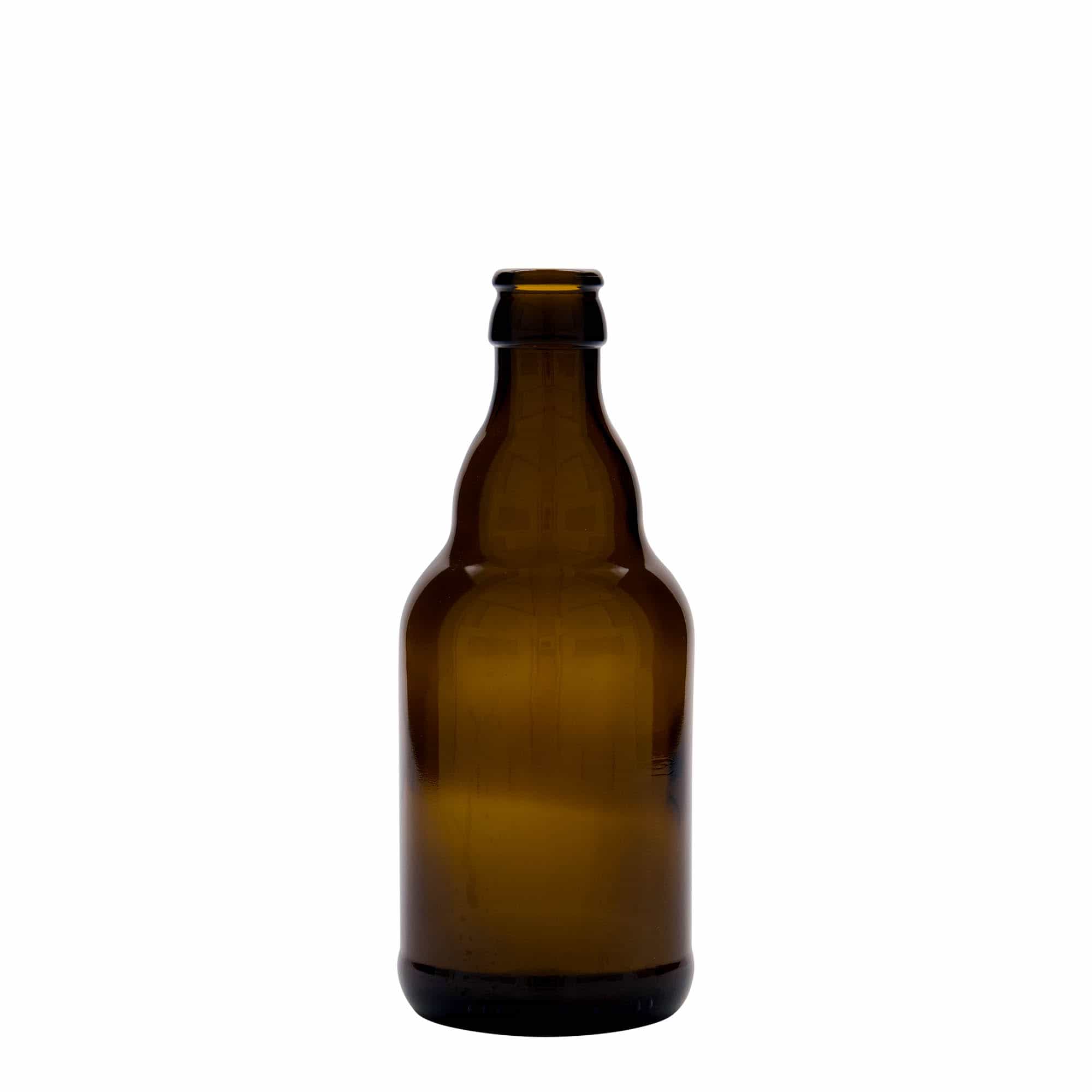 Bouteille de bière 330 ml « Steinie », verre, marron, bouchage: capsules couronnes