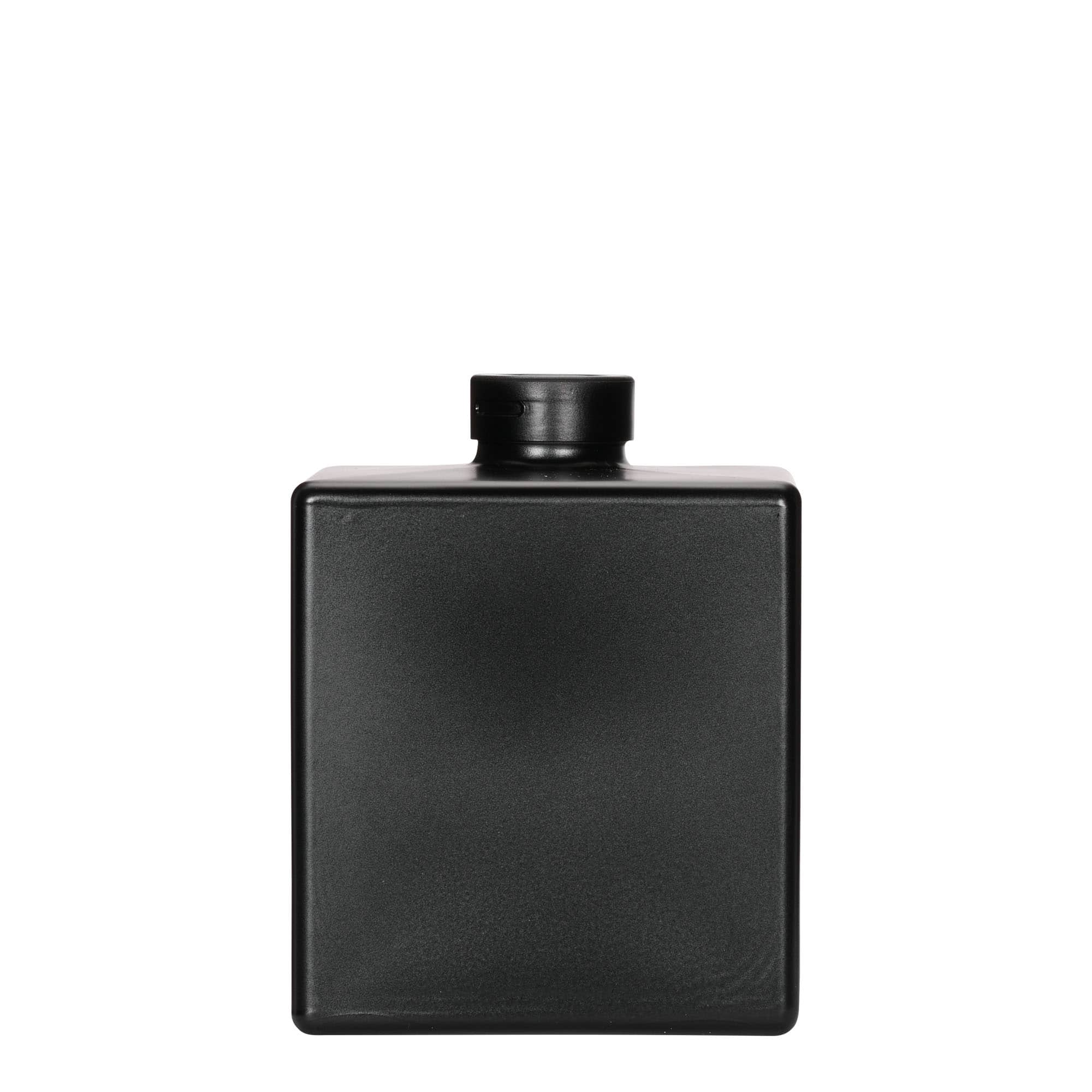 Glazen fles 'Cube', 500 ml, vierkant, zwart, monding: kurk