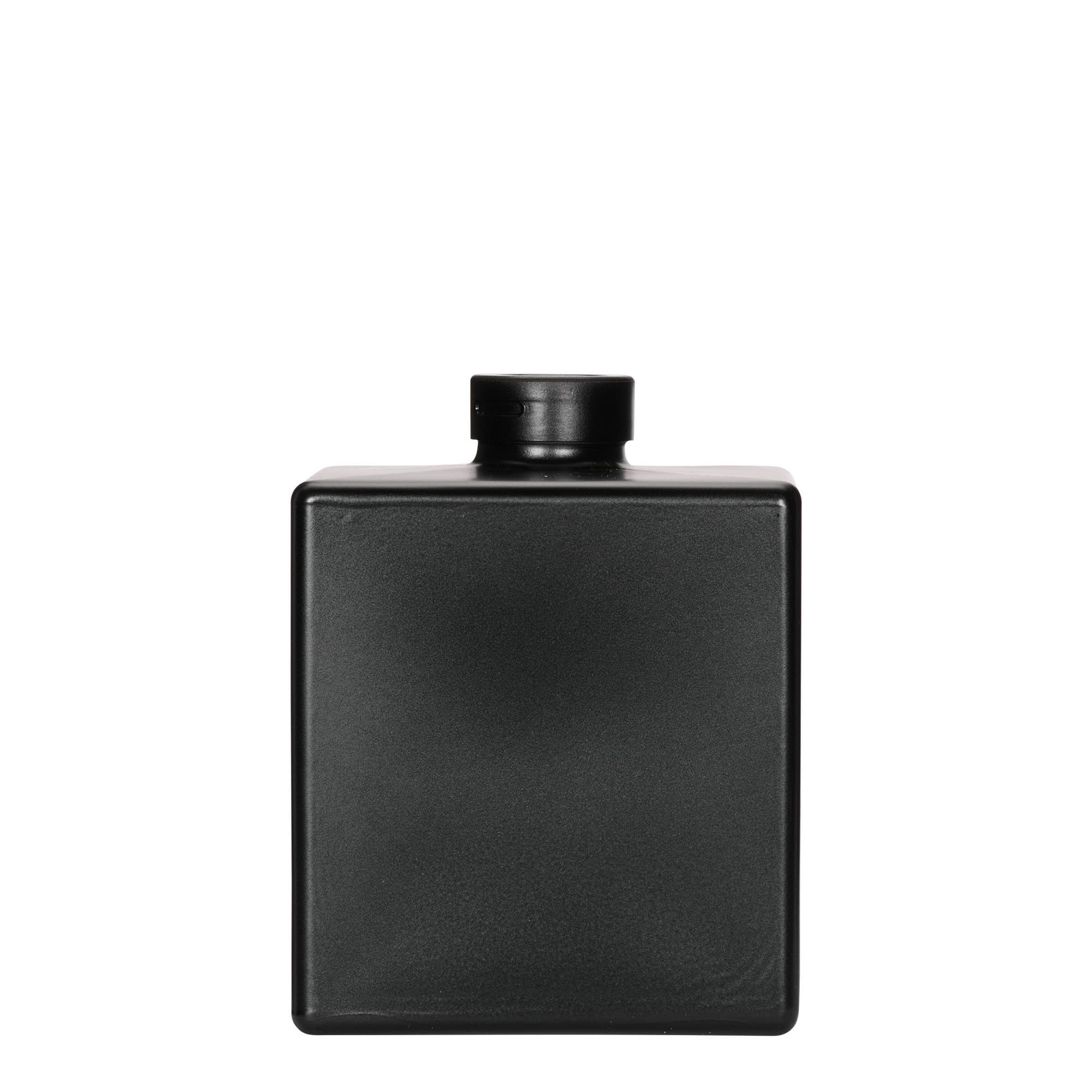 Glazen fles 'Cube', 500 ml, vierkant, zwart, monding: kurk