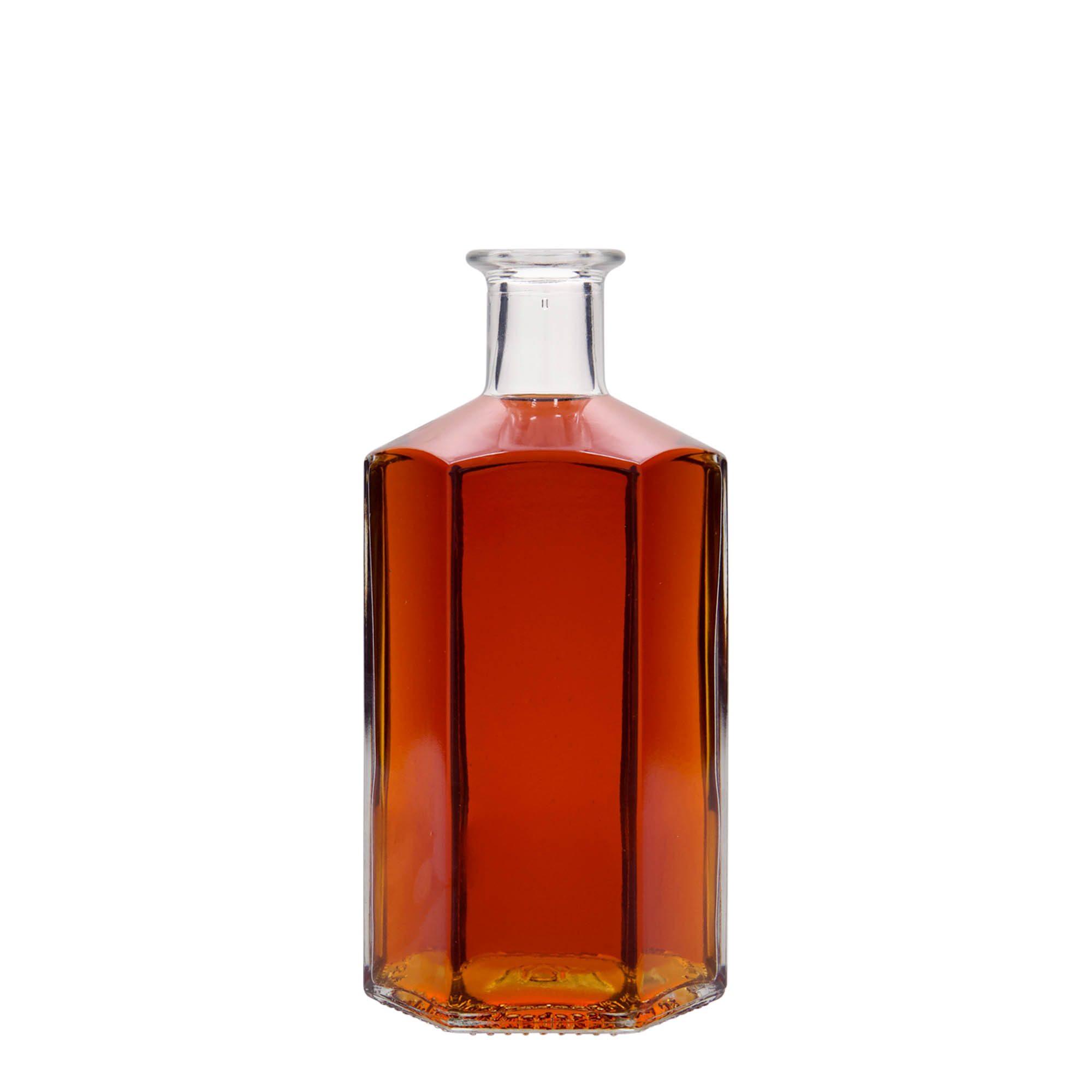 Glazen fles Apotheker 'Jimmy', 500 ml, zeshoekig, monding: kurk Glazen fles Apotheker 'Jimmy', 500 ml, zeshoekig, monding: kurk