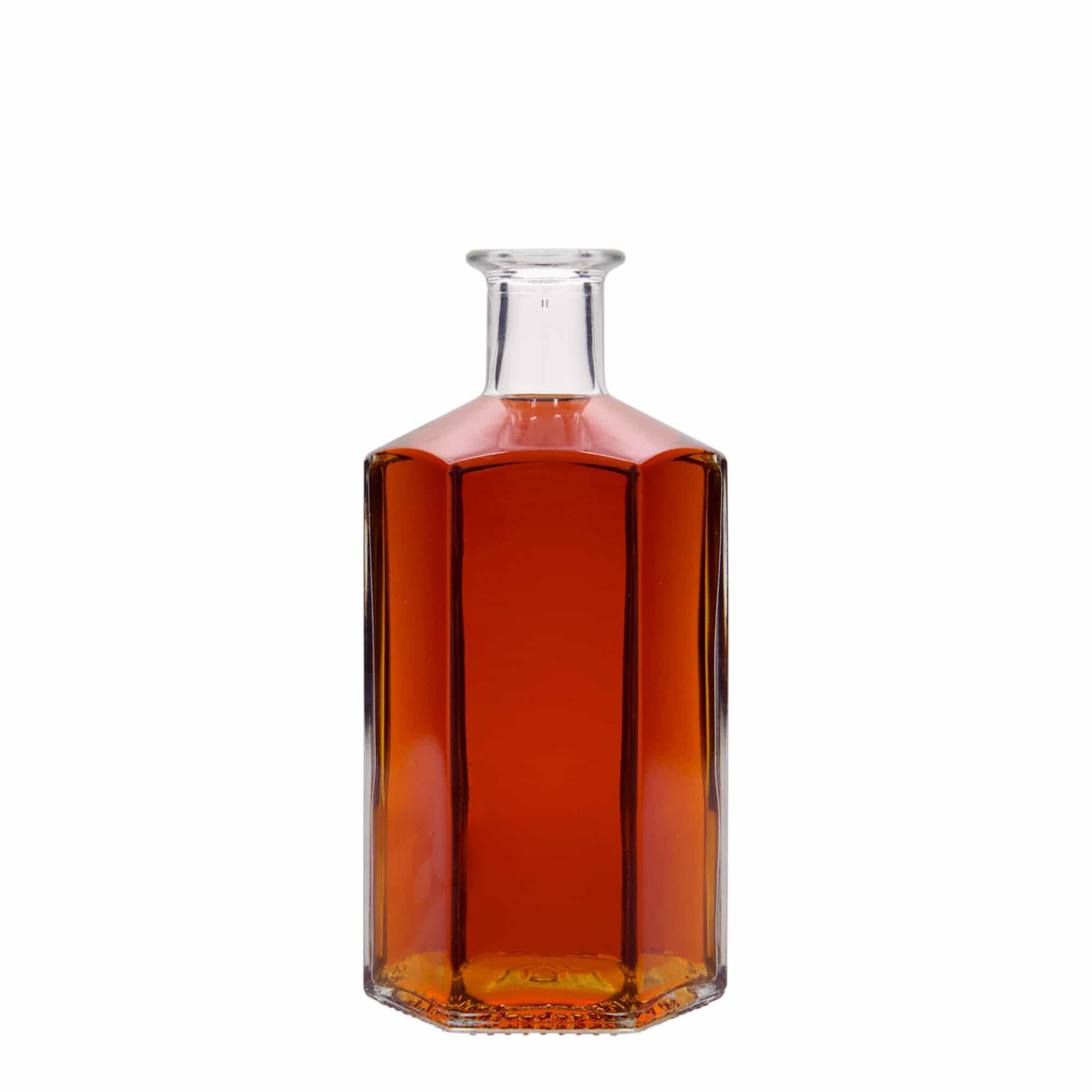 Glazen fles Apotheker 'Jimmy', 500 ml, zeshoekig, monding: kurk Glazen fles Apotheker 'Jimmy', 500 ml, zeshoekig, monding: kurk
