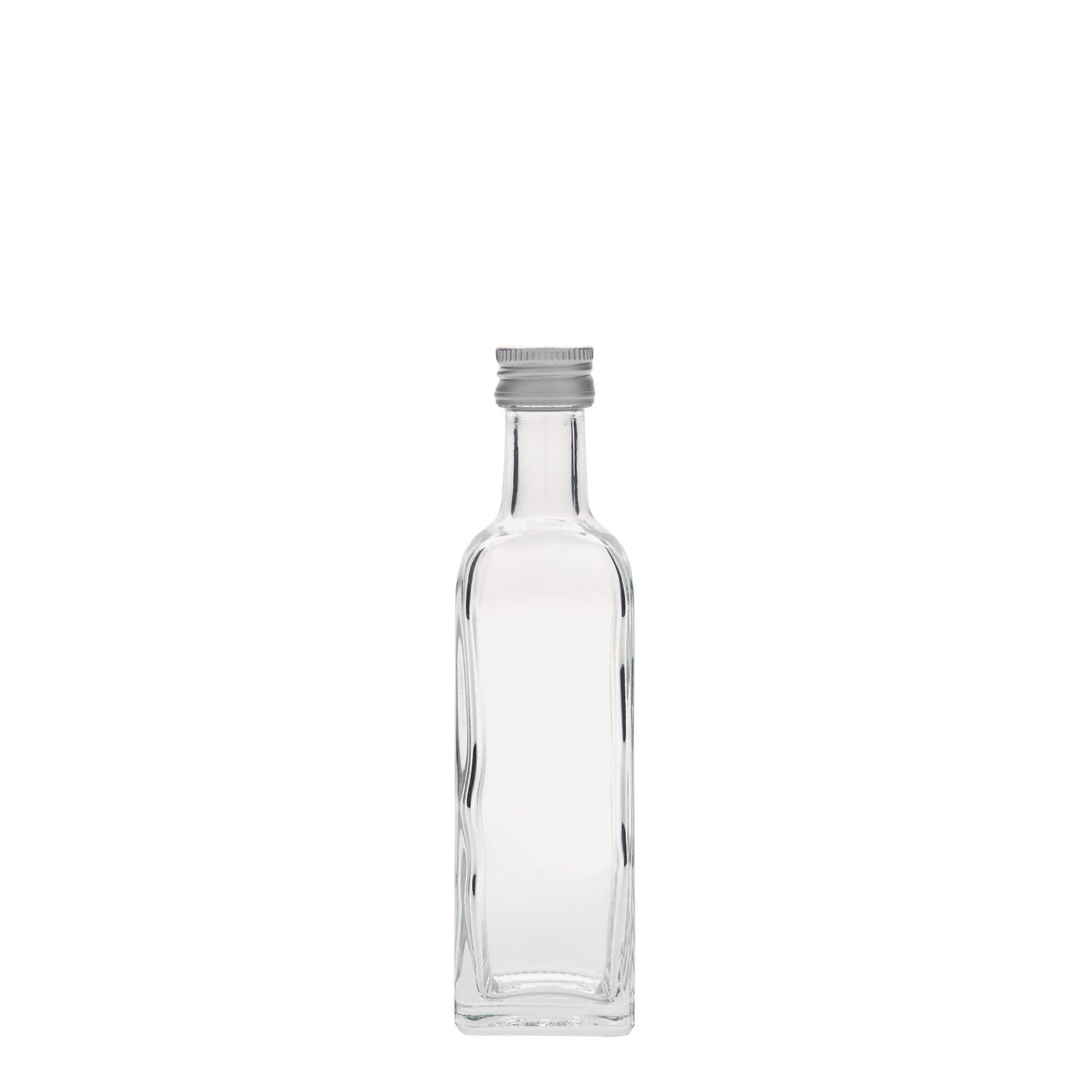 Glazen fles 'Marasca', 60 ml, vierkant, monding: PP 18 Glazen fles 'Marasca', 60 ml, vierkant, monding: PP 18