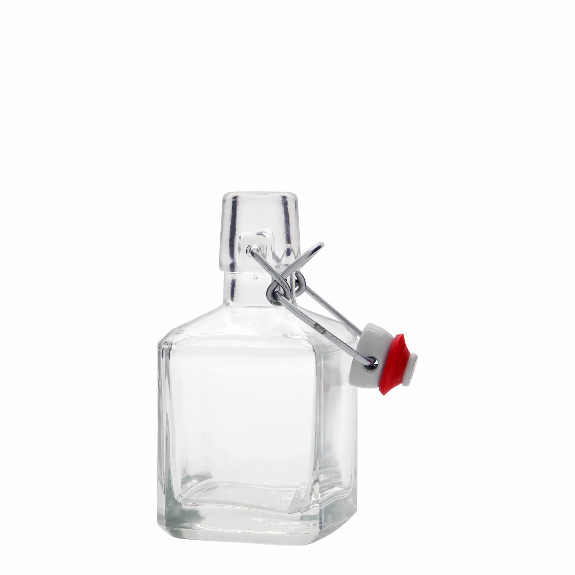 Glazen fles 'Kubica', 200 ml, vierkant, monding: beugelsluiting Glazen fles 'Kubica', 200 ml, vierkant, monding: beugelsluiting