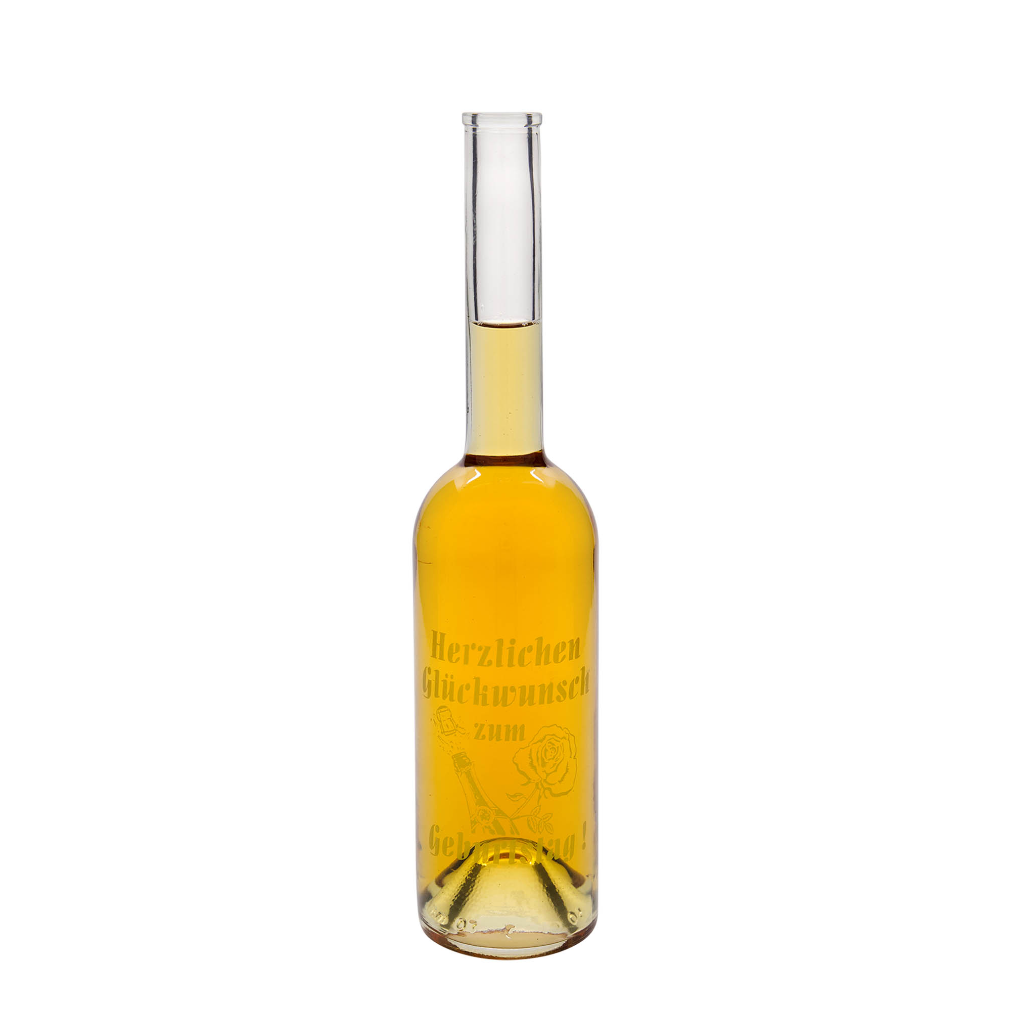 Glazen fles 'Opera', 500 ml, motief: Apple, monding: kurk Glazen fles 'Opera', 500 ml, motief: Apple, monding: kurk