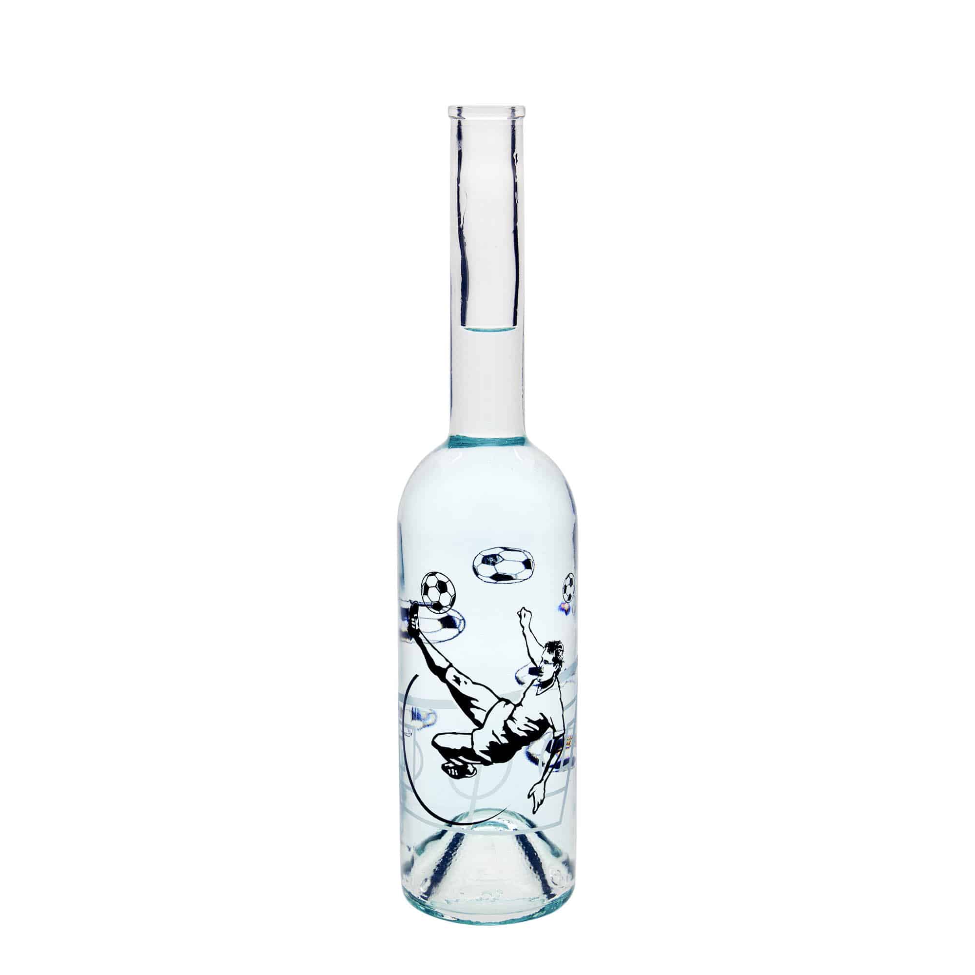 Bouteille en verre 500 ml 'Opera', motif : joueur de football, bouchage: bouchon Bouteille en verre 500 ml 'Opera', motif : joueur de football, bouchage: bouchon