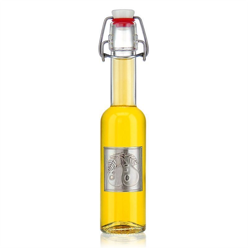 Étiquette en étain 'Poire', carrée, métallique, argentée Étiquette en étain 'Poire', carrée, métallique, argentée