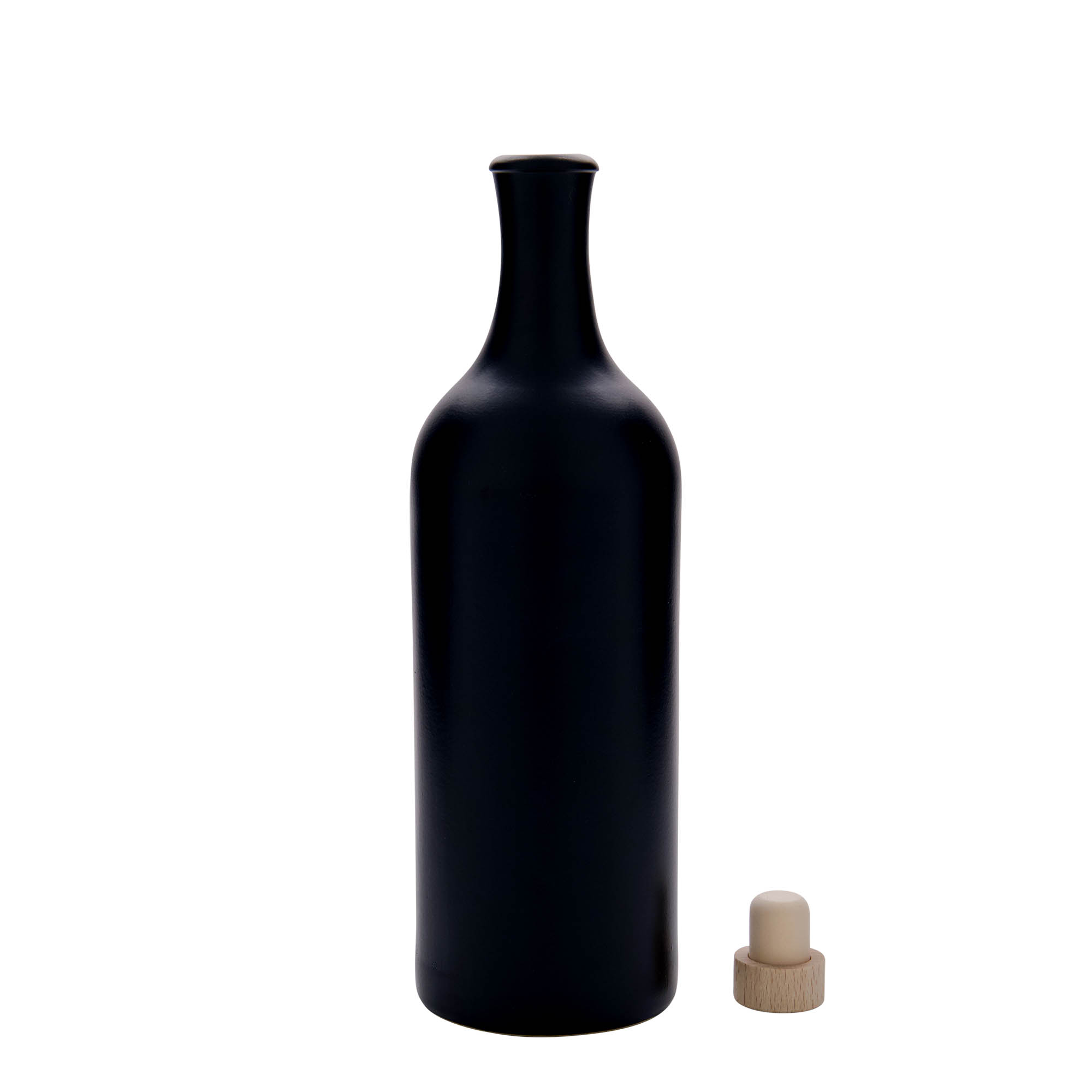 Keramische kruik met lange hals, 750 ml, steengoed, zwart, monding: kurk Keramische kruik met lange hals, 750 ml, steengoed, zwart, monding: kurk