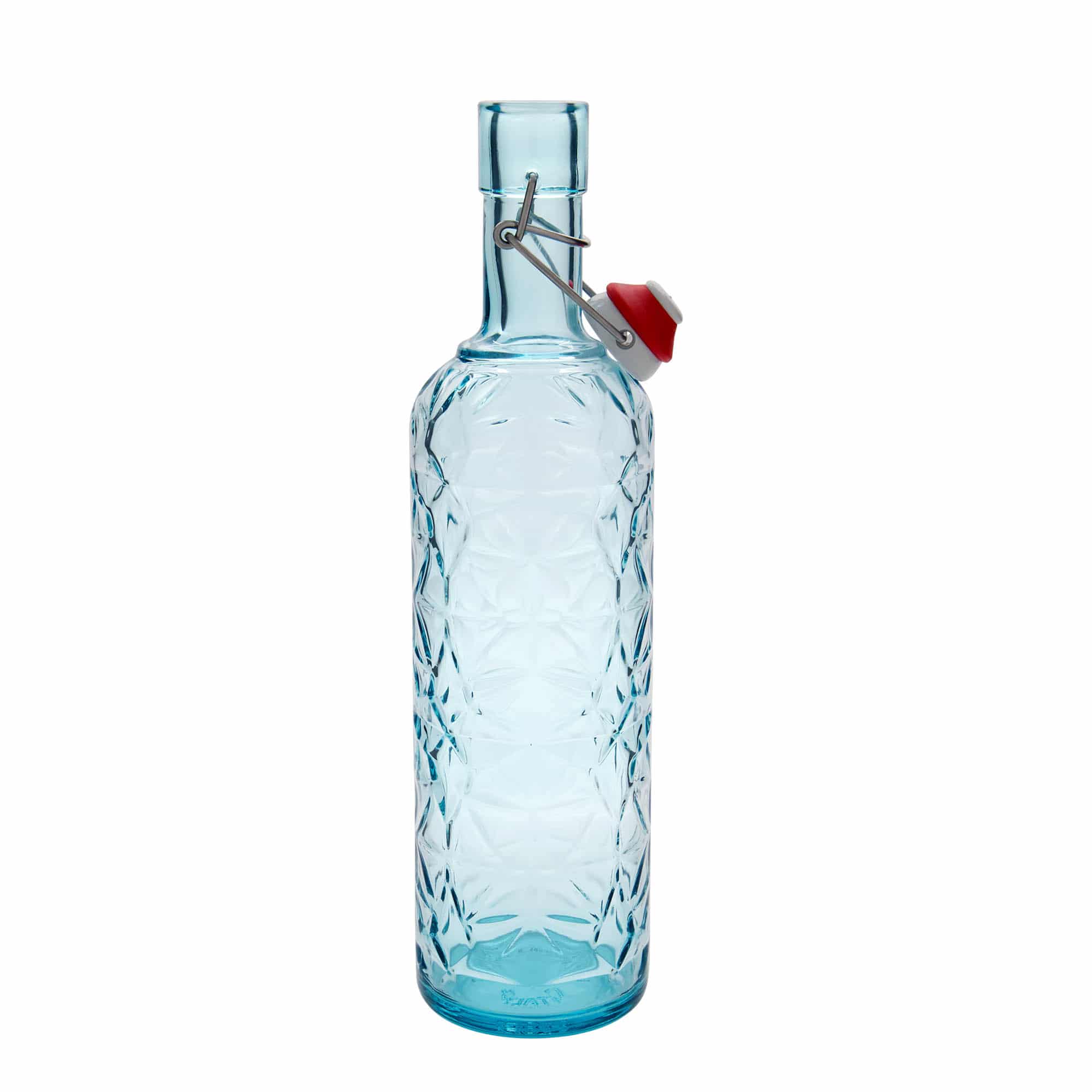 Bouteille en verre 1 000 ml « Oriente », bleu azur, bouchage: bouchon mécanique