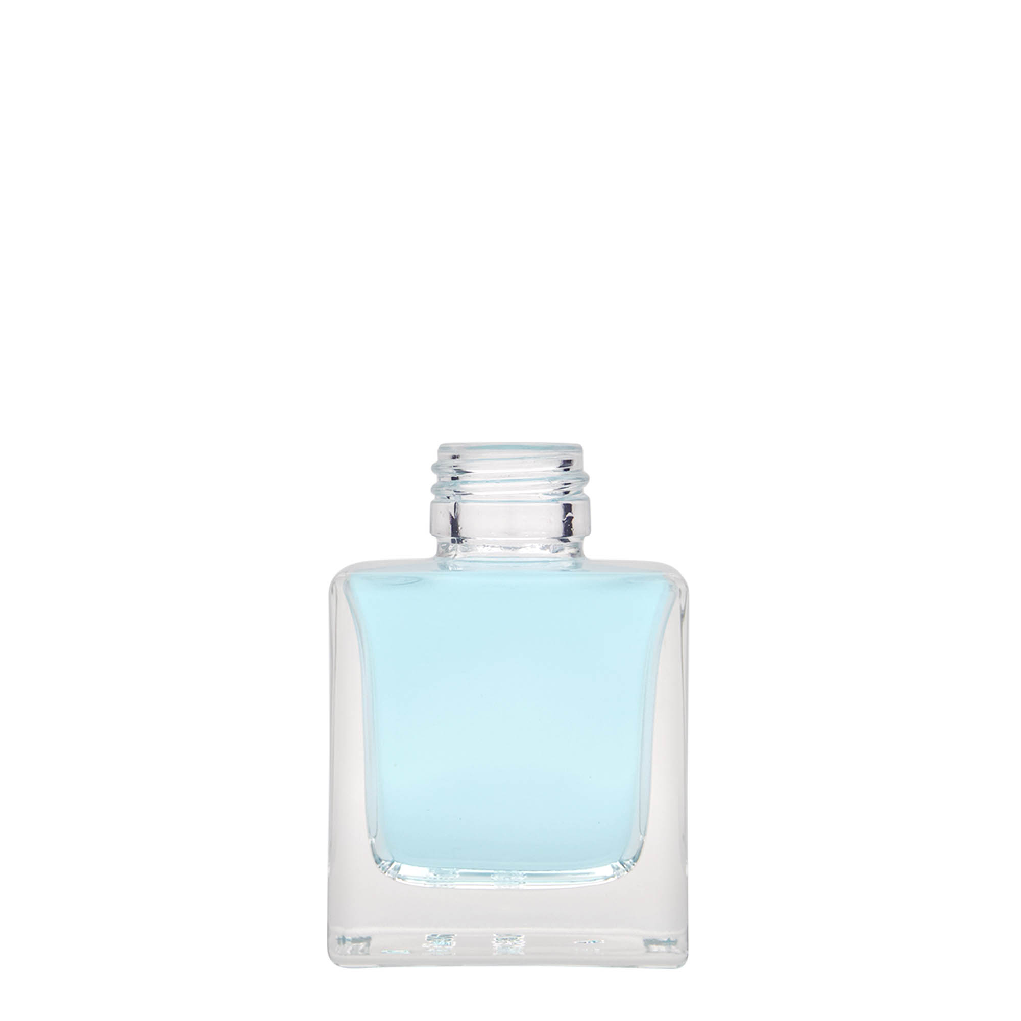 Glazen fles 'Cube', 100 ml, vierkant, monding: PP 28 Glazen fles 'Cube', 100 ml, vierkant, monding: PP 28