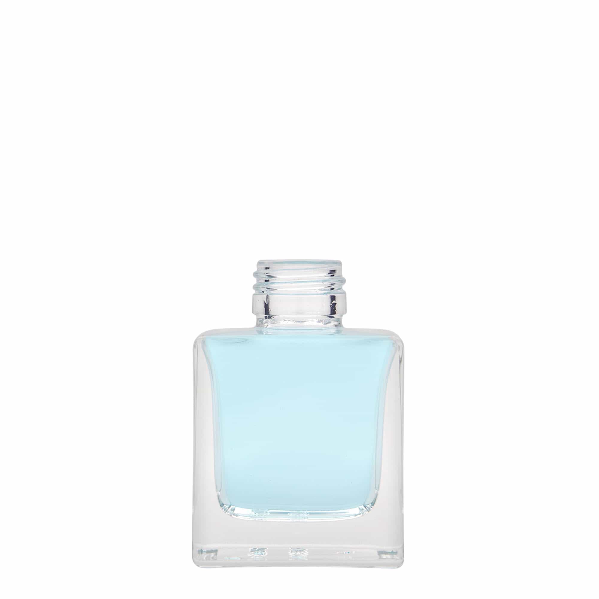 Bouteille en verre 100 ml « Cube », carrée, bouchage: PP 28