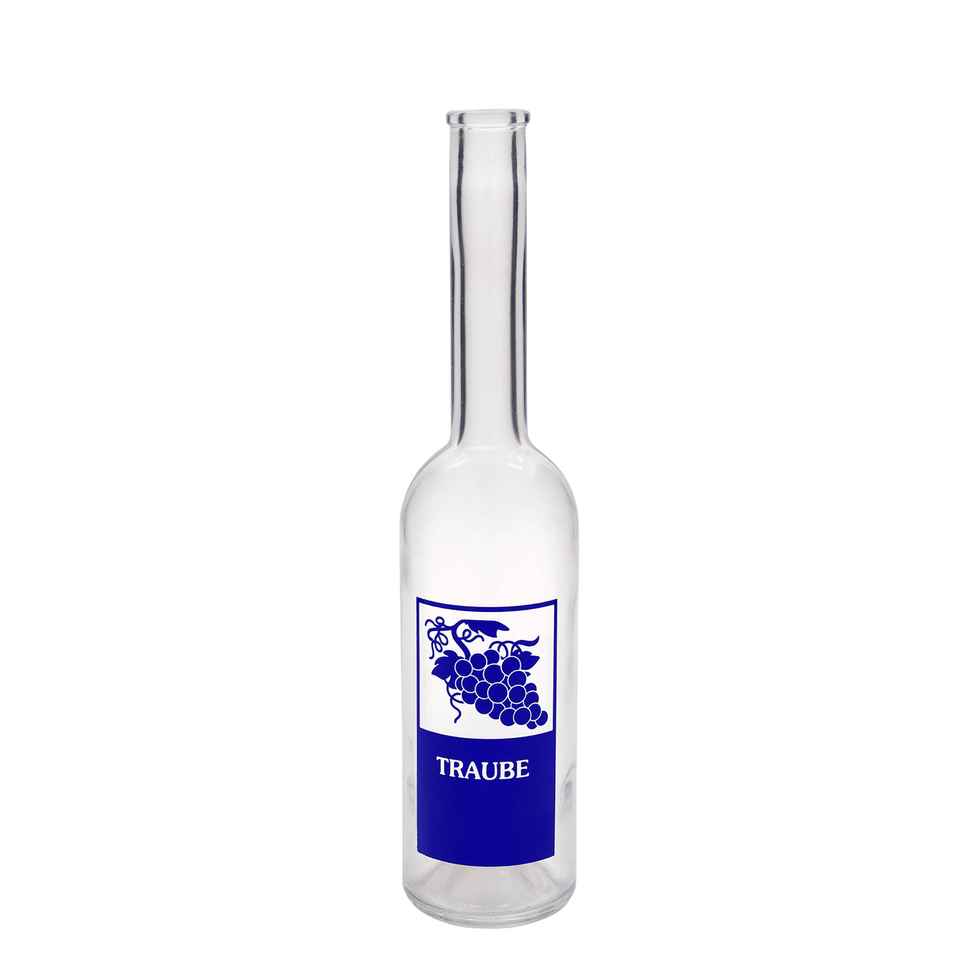 Glazen fles 'Opera', 500 ml, motief: Druif, monding: kurk Glazen fles 'Opera', 500 ml, motief: Druif, monding: kurk