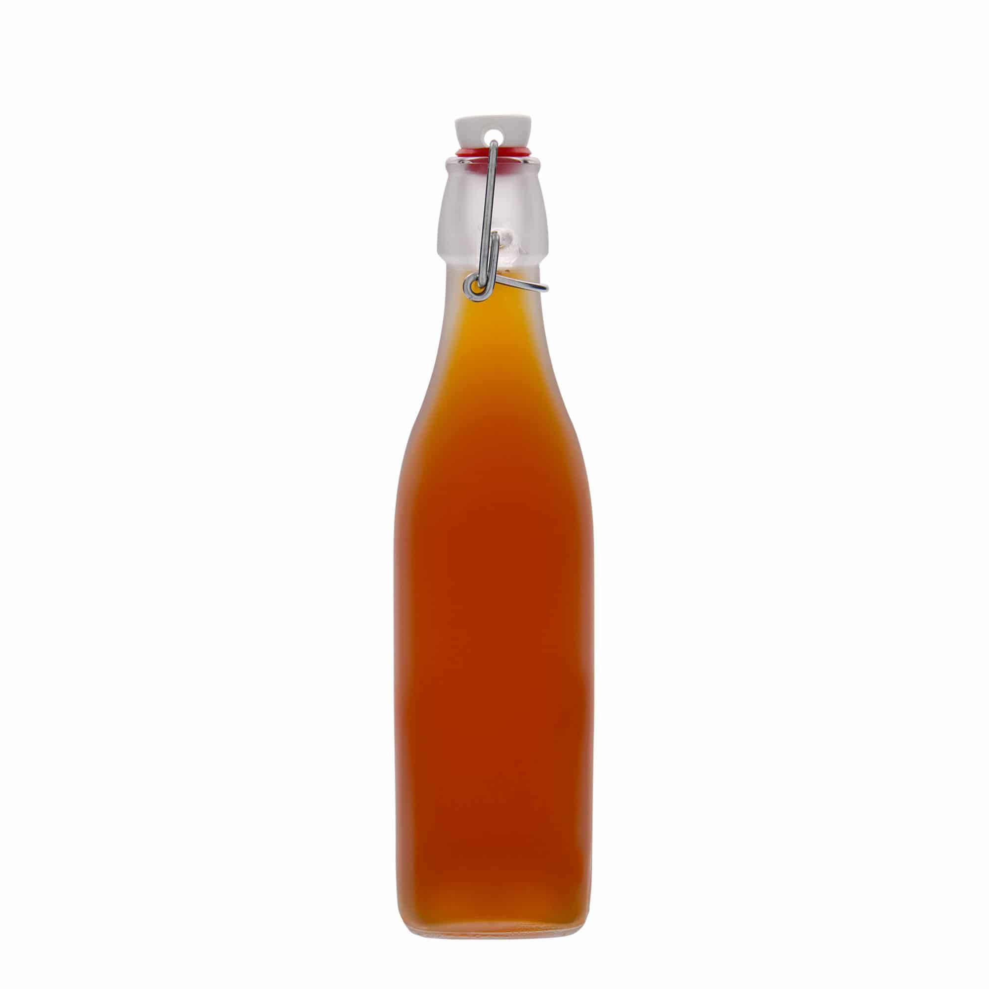Bouteille en verre 500 ml 'Swing', carrée, blanche, bouchage: bouchon mécanique Bouteille en verre 500 ml 'Swing', carrée, blanche, bouchage: bouchon mécanique