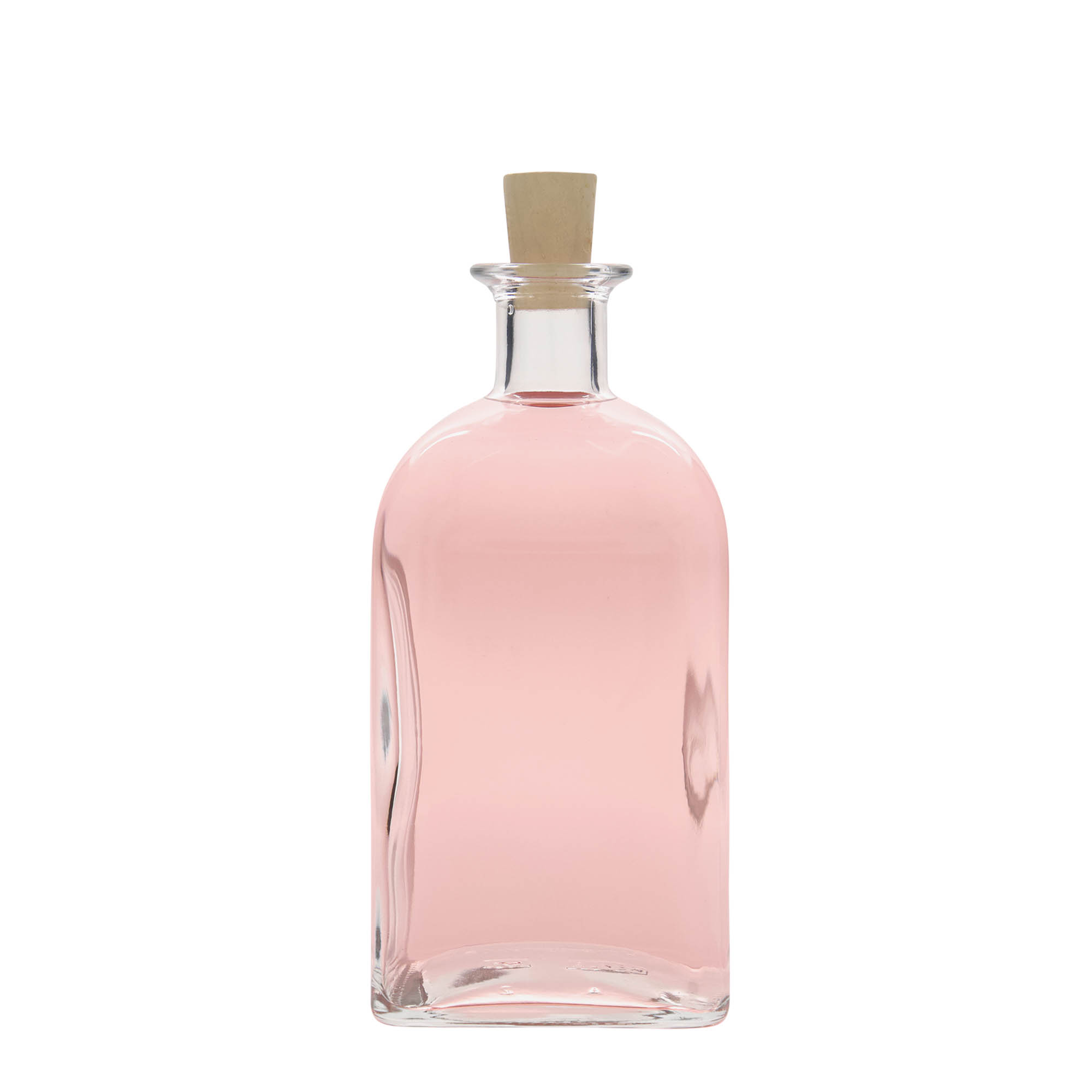 Glazen fles Apotheker carré, 700 ml, vierkant, monding: kurk Glazen fles Apotheker carré, 700 ml, vierkant, monding: kurk