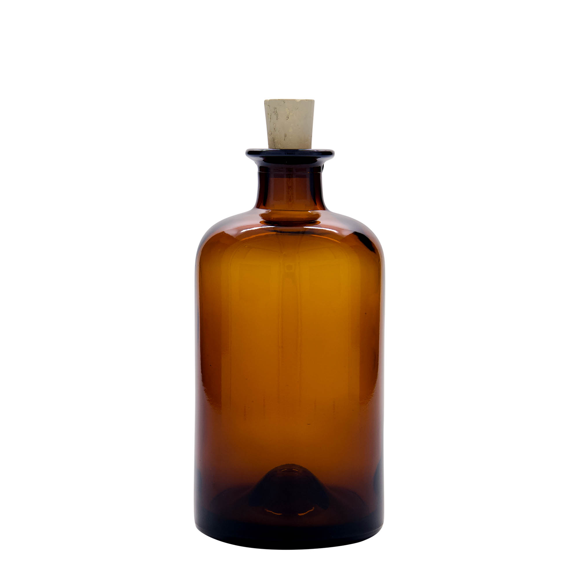 Glazen fles Apotheker, 500 ml, bruin, monding: kurk