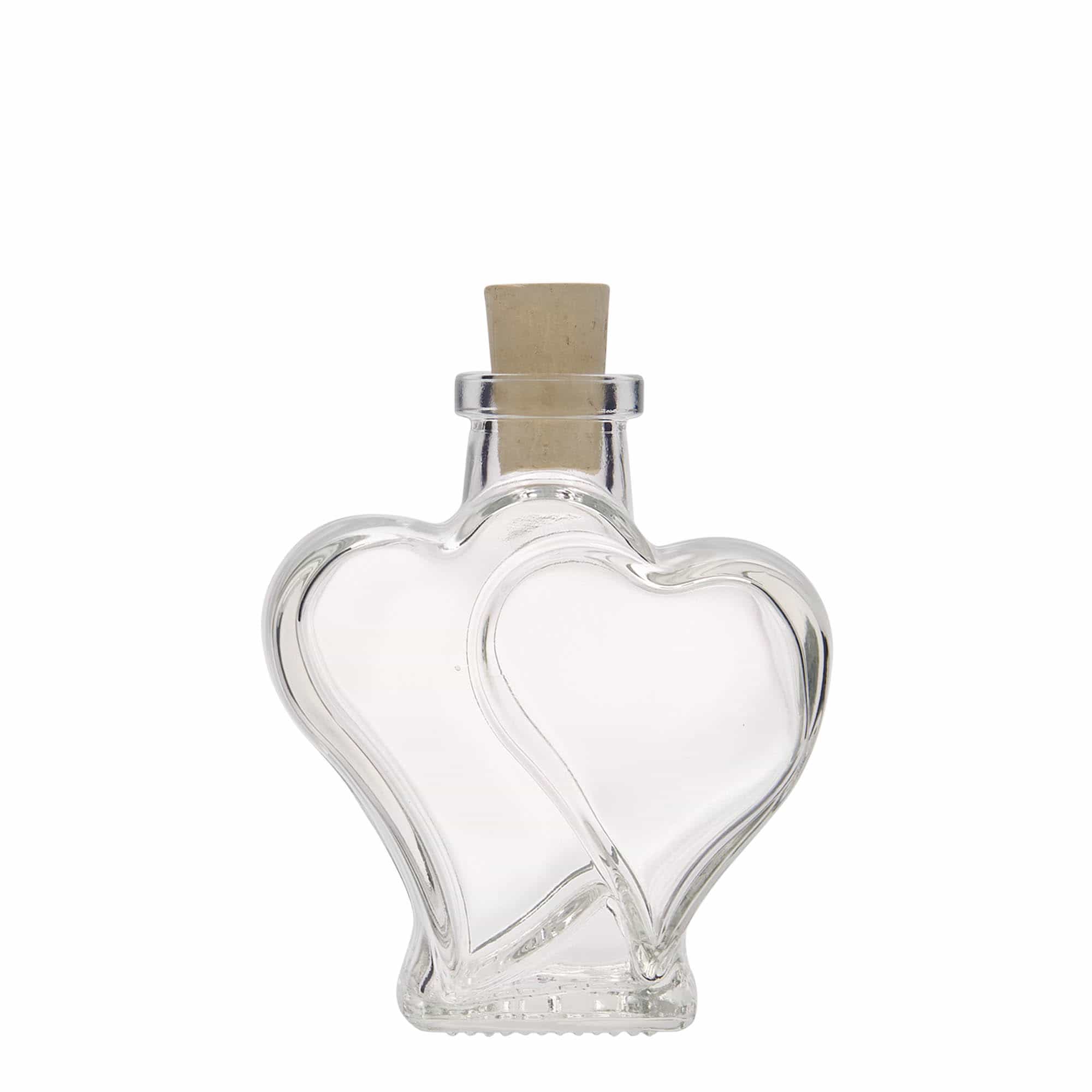 Bouteille en verre 200 ml « Double-cœur », bouchage: bouchon