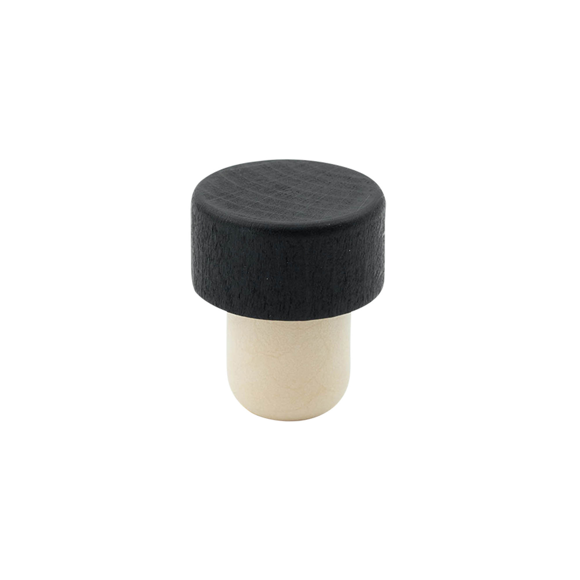 Bouchon à poignée 19 mm, bois/plastique, noir, pour bouchage: bouchon Bouchon à poignée 19 mm, bois/plastique, noir, pour bouchage: bouchon