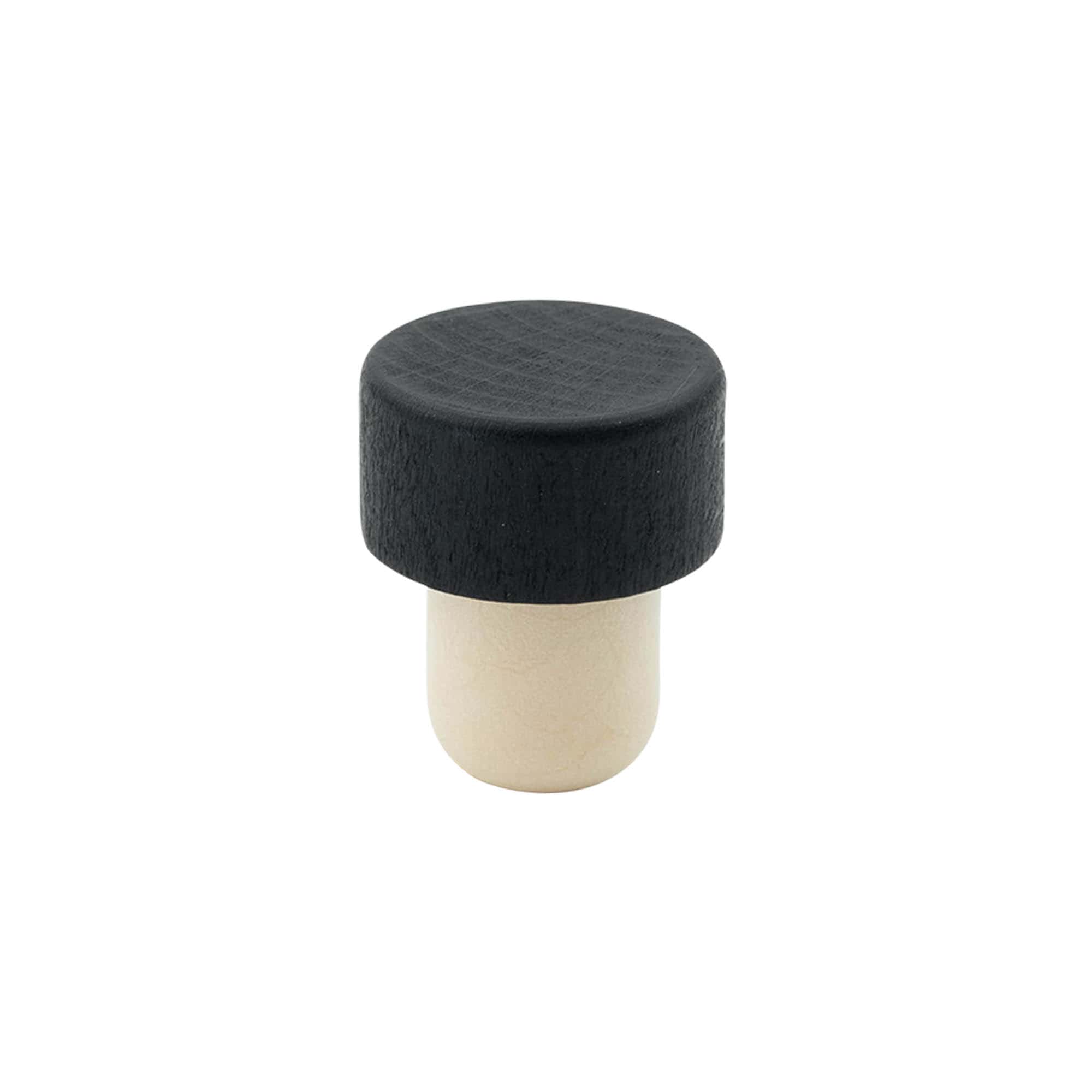 Bouchon à poignée 19 mm, bois/plastique, noir, pour bouchage: bouchon