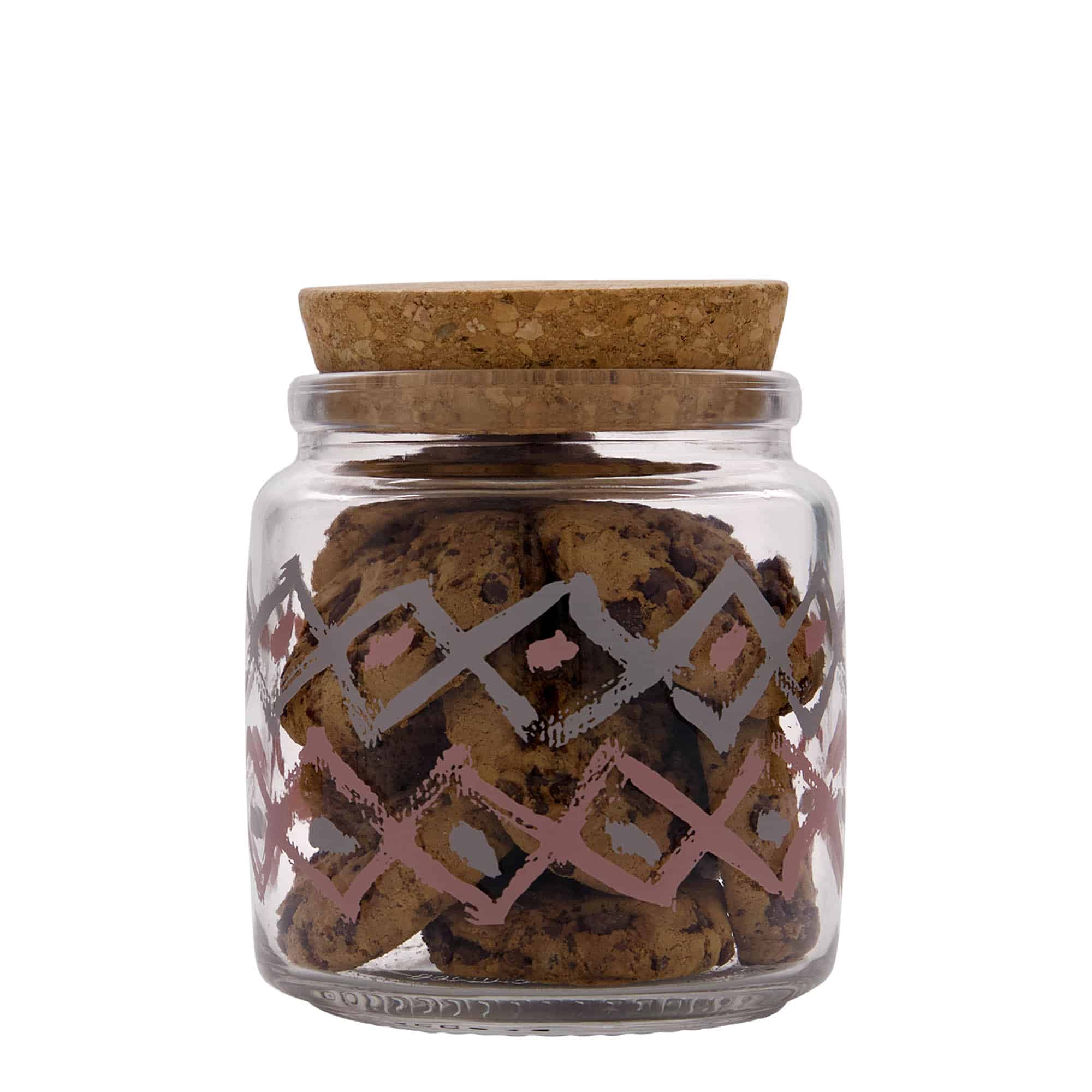 Bocal avec bouchon liège 750 ml 'Giara', motif : manolibera rosa, bouchage: bouchon