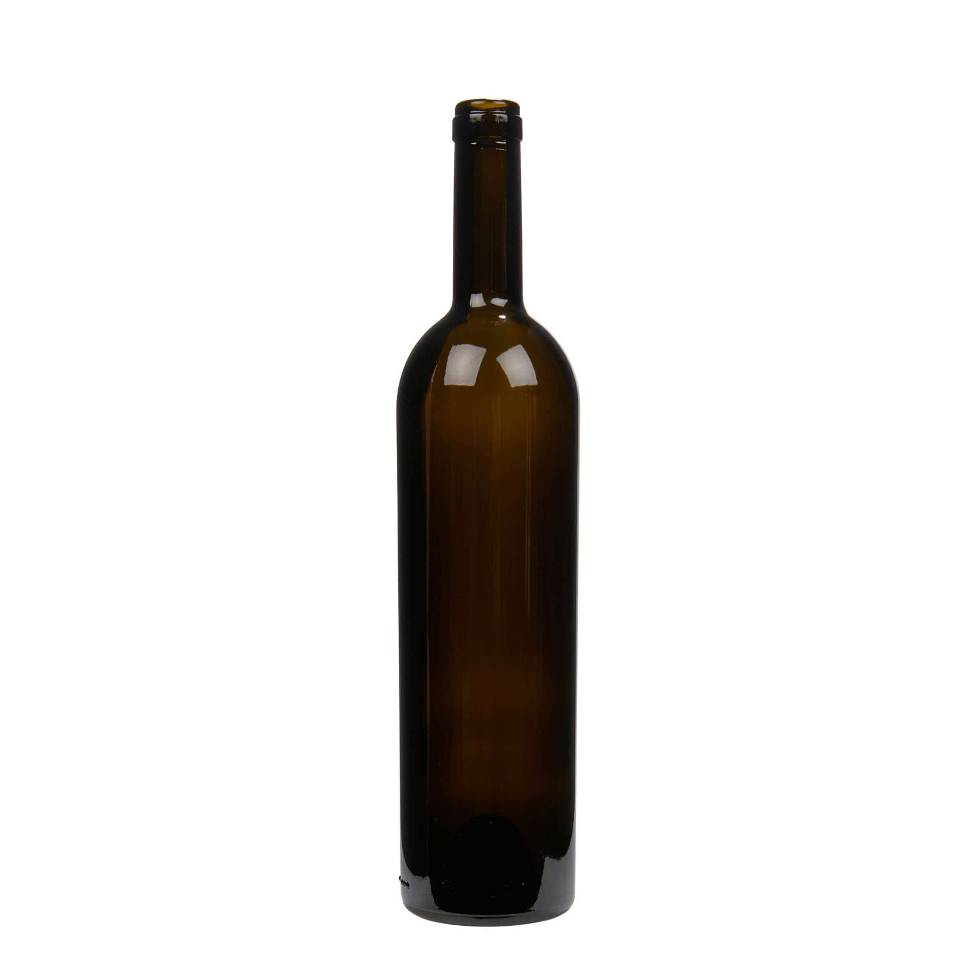 Wijnfles 'Liberty', 750 ml, antiekgroen, monding: kurk