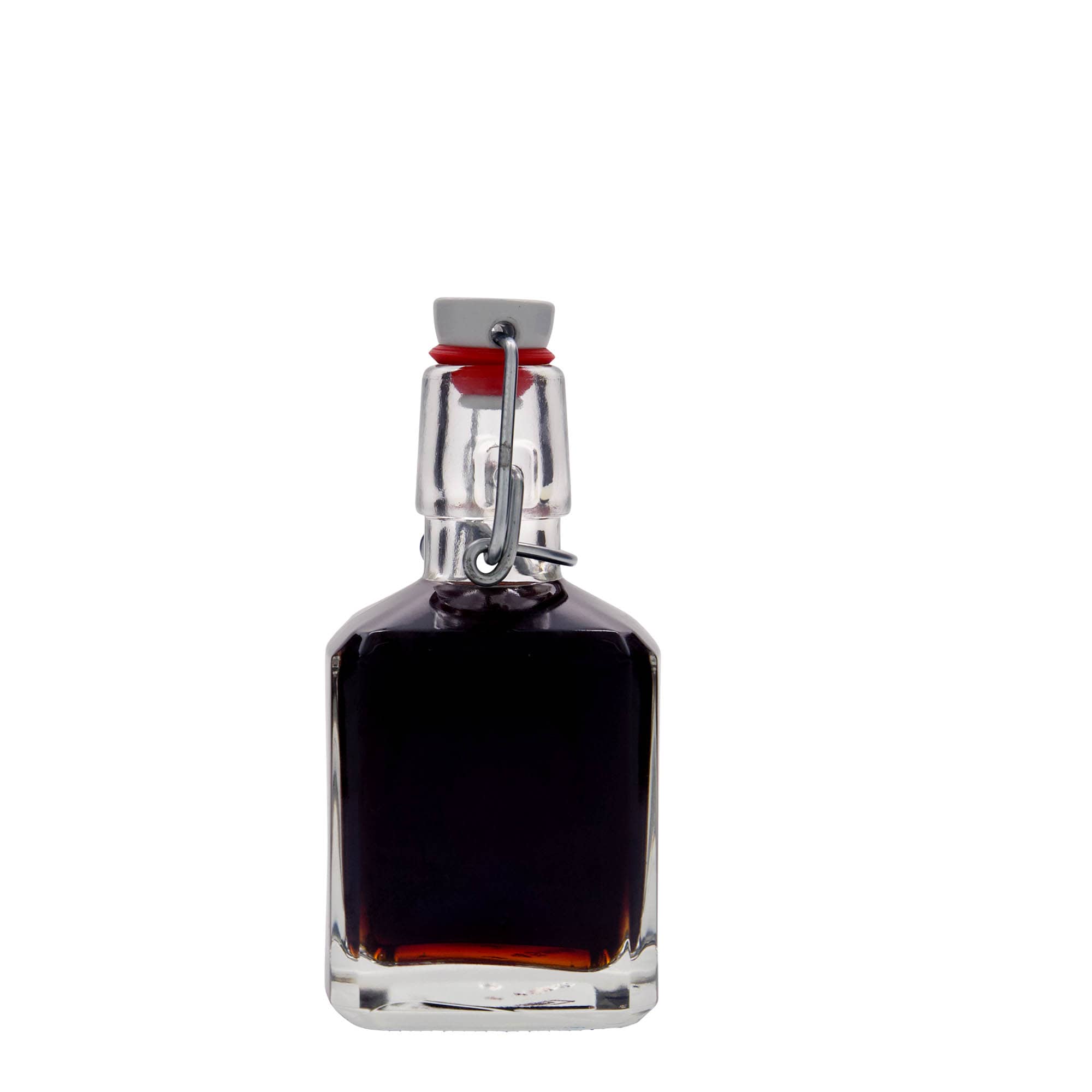 Glazen fles 'Kubica', 200 ml, vierkant, monding: beugelsluiting