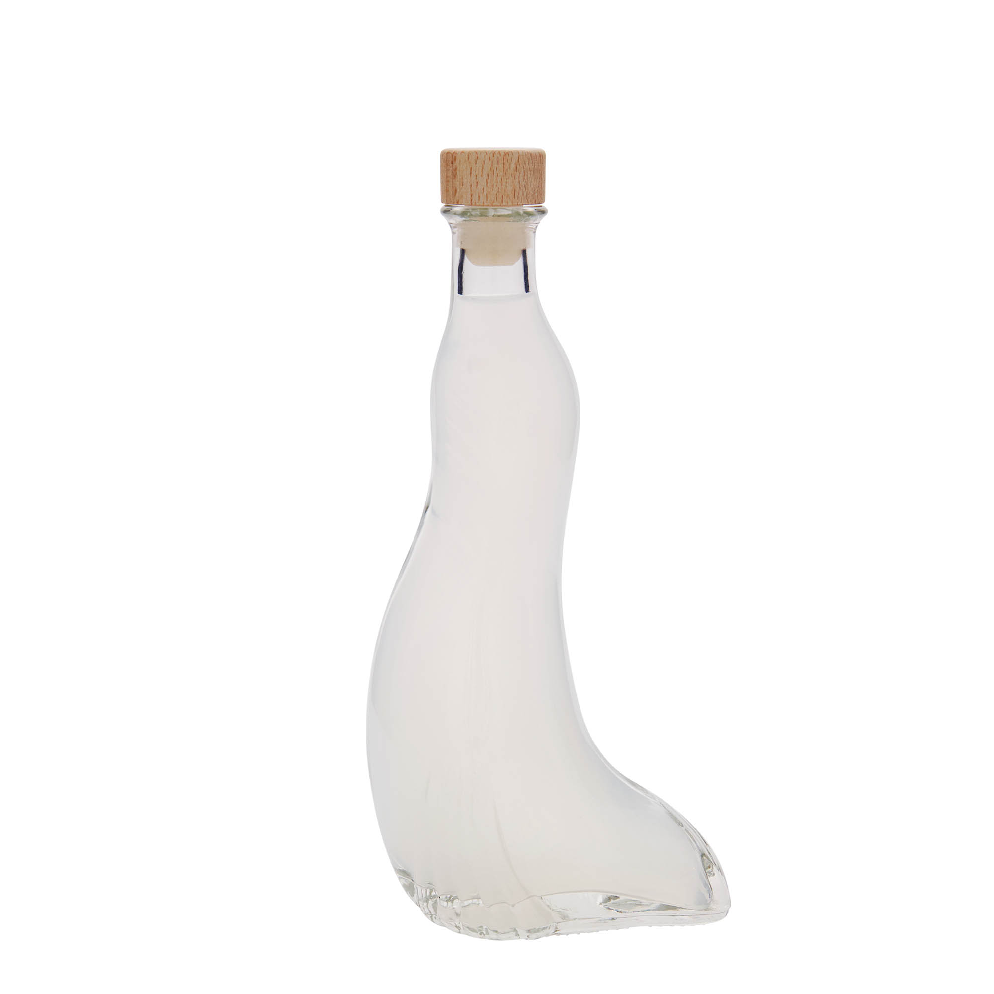 Glazen fles 'Zeehond', 200 ml, monding: kurk