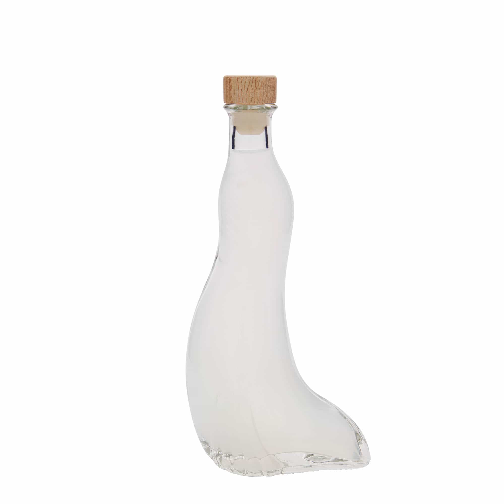 Glazen fles 'Zeehond', 200 ml, monding: kurk