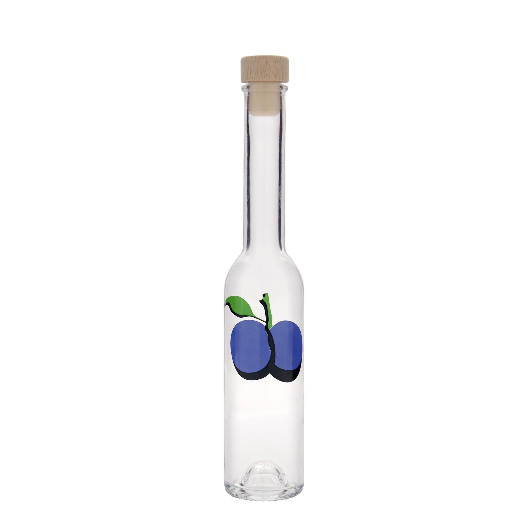 Bouteille en verre 200 ml 'Opera', motif : prune, bouchage: bouchon Bouteille en verre 200 ml 'Opera', motif : prune, bouchage: bouchon
