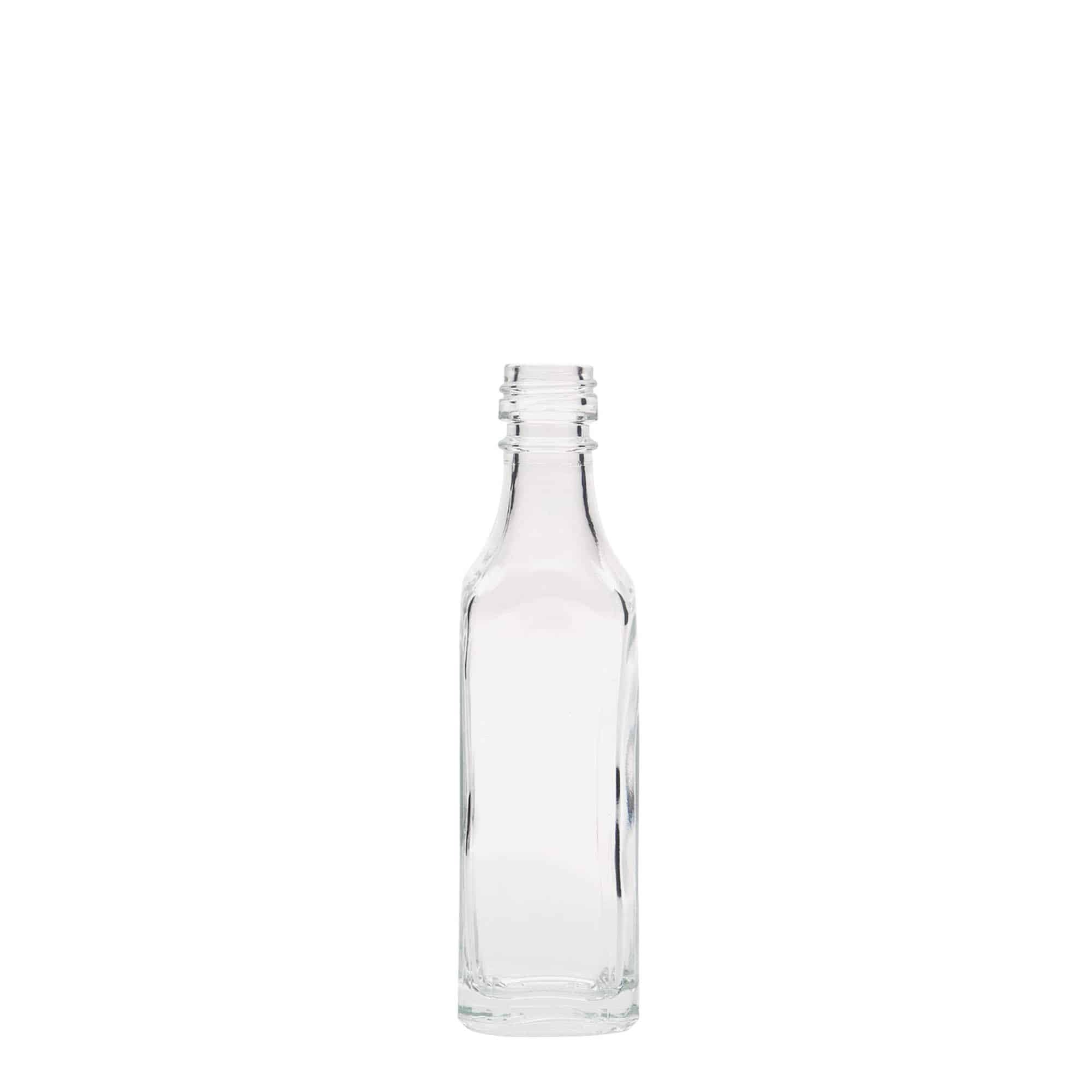 Bouteille en verre 50 ml 'Siena', carrée, bouchage: PP 18