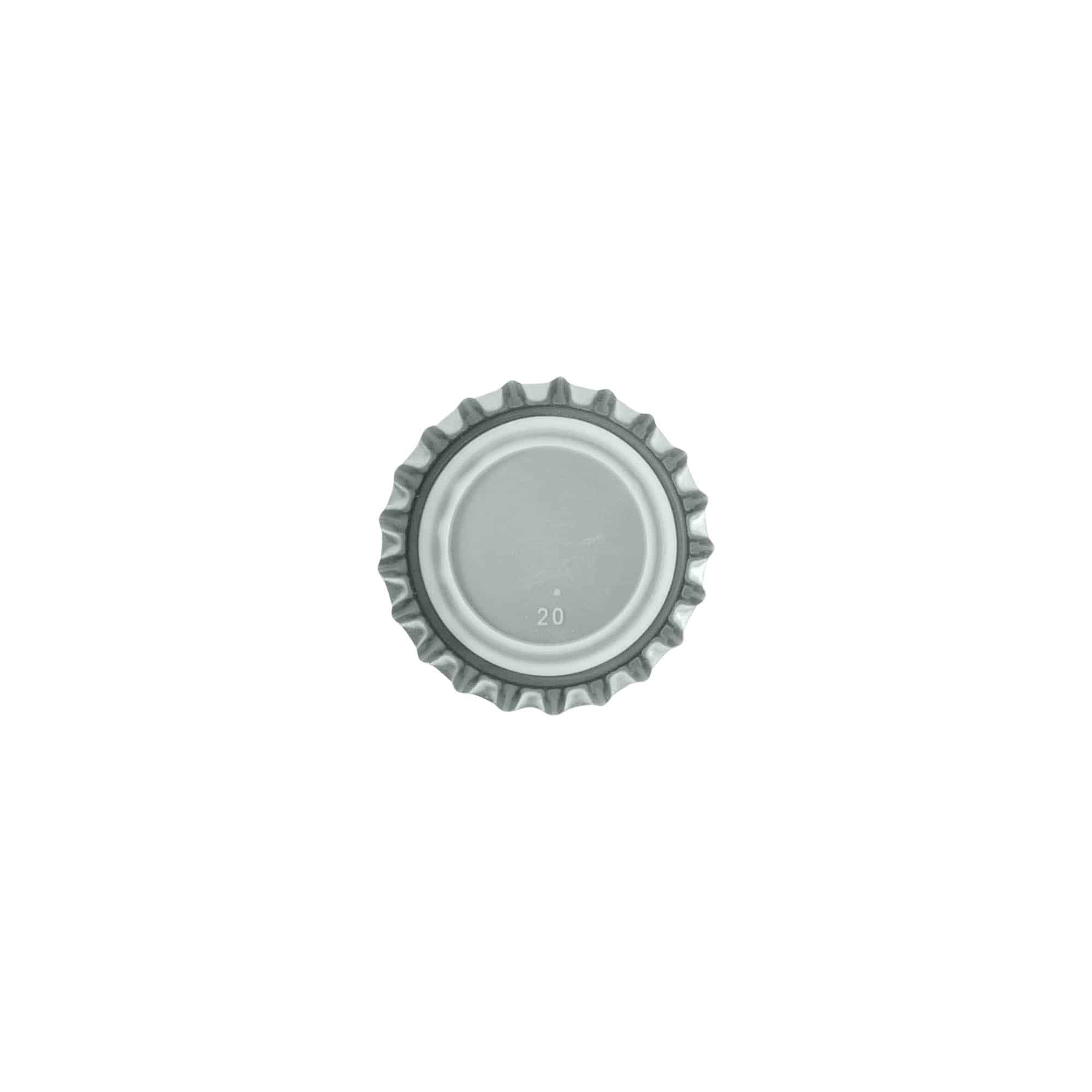 Kroonkurk, 26 mm, metaal, zilver