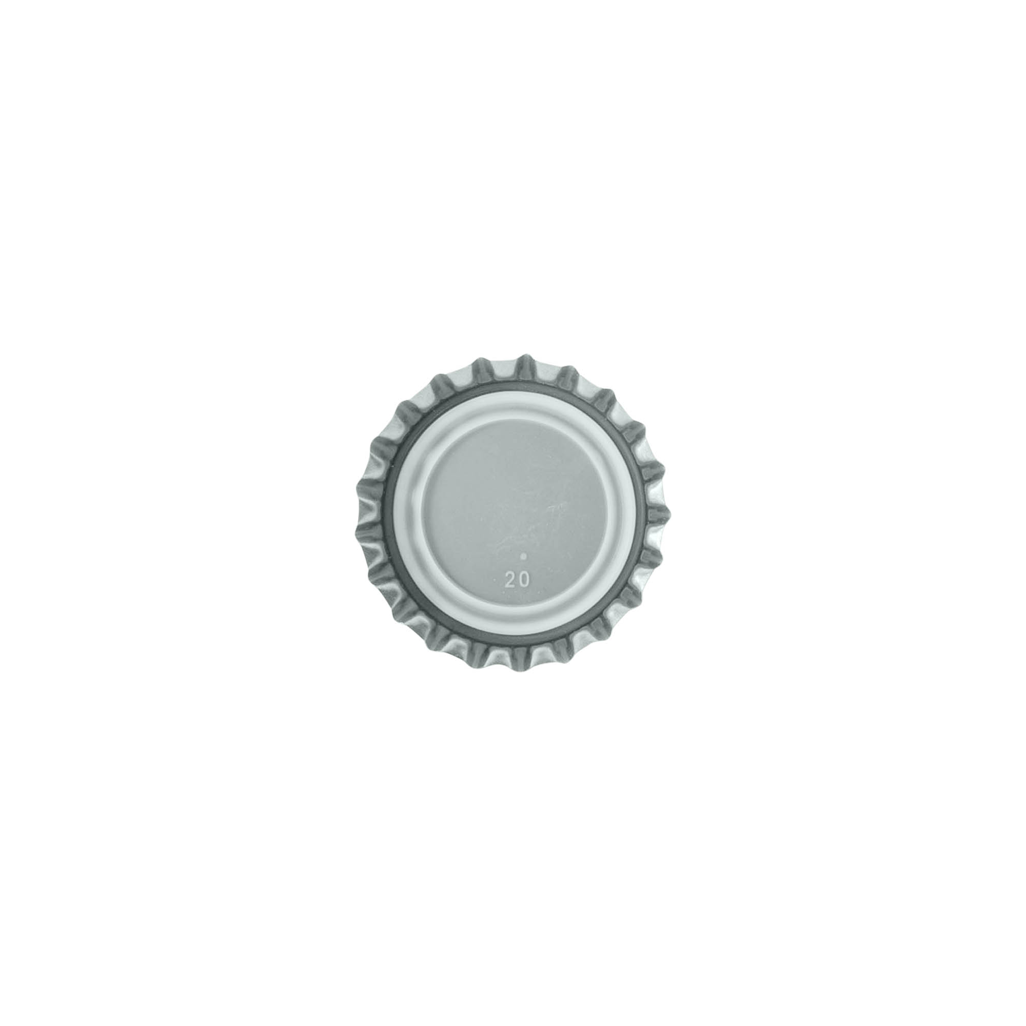 Kroonkurk, 26 mm, metaal, zilver