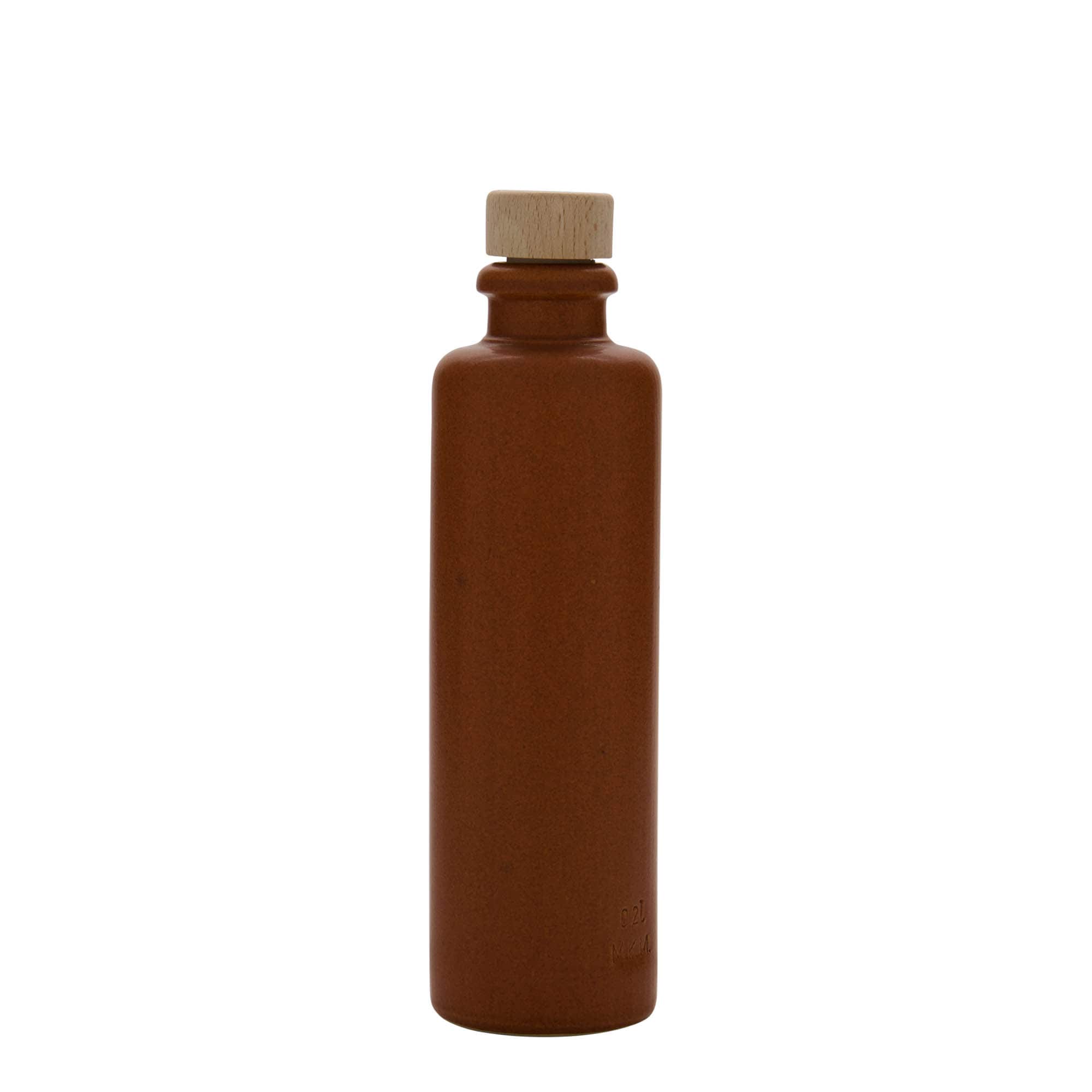 Keramische kruik, 200 ml, steengoed, rood-bruin, monding: kurk
