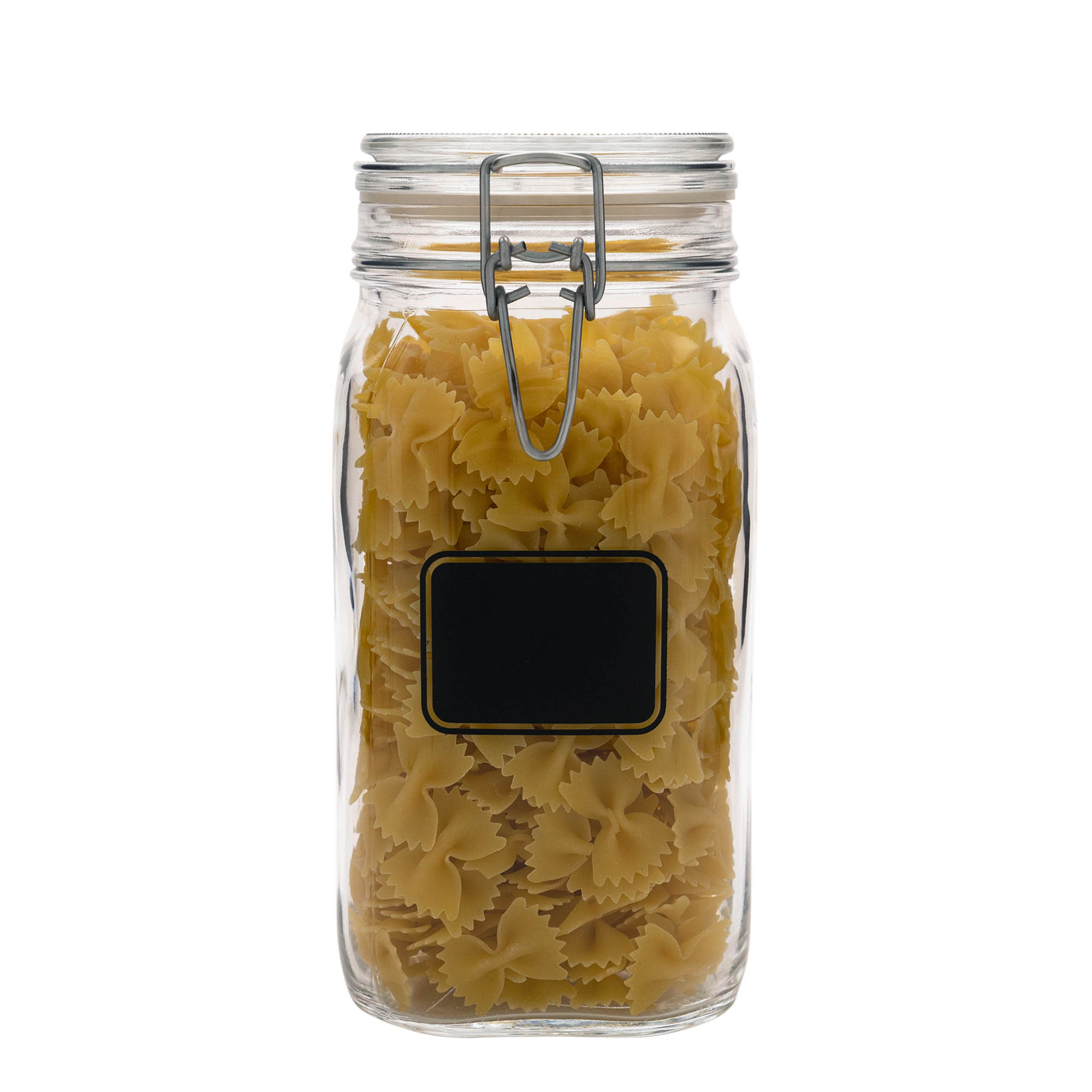 Pot met beugelsluiting 'Fido', 1500 ml, motief: etiketveld, vierkant, monding: beugelsluiting Pot met beugelsluiting 'Fido', 1500 ml, motief: etiketveld, vierkant, monding: beugelsluiting