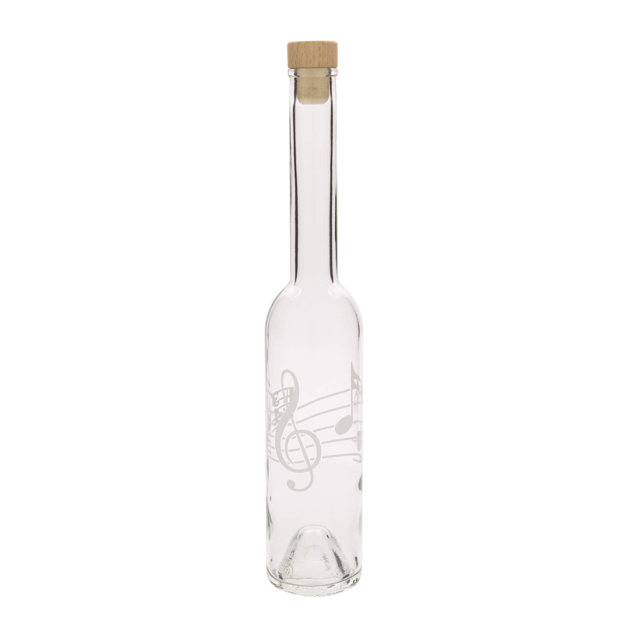 Bouteille en verre 350 ml 'Opera', motif : notes de musique, bouchage: bouchon Bouteille en verre 350 ml 'Opera', motif : notes de musique, bouchage: bouchon