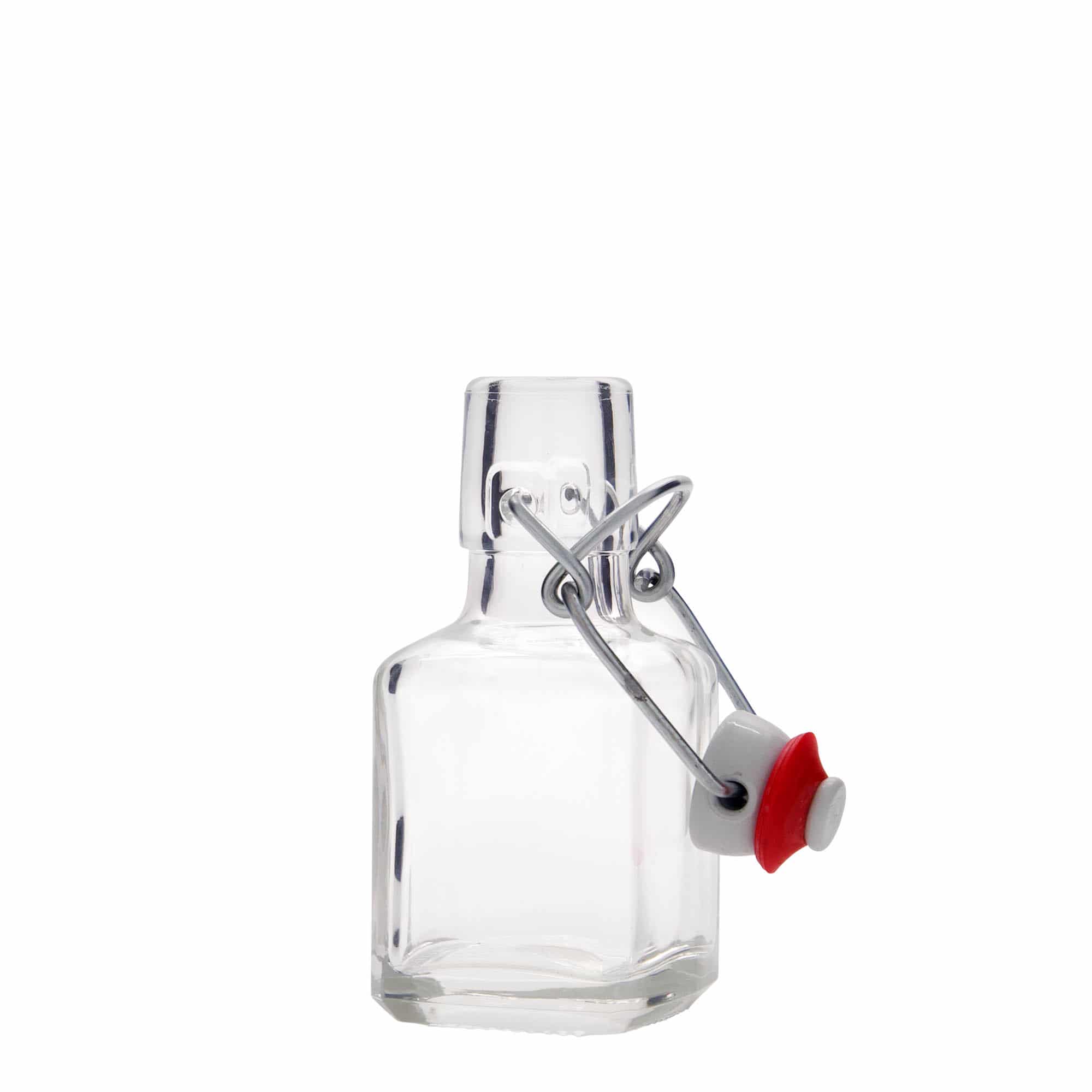 Bouteille en verre 100 ml 'Kubica', carrée, bouchage: bouchon mécanique Bouteille en verre 100 ml 'Kubica', carrée, bouchage: bouchon mécanique