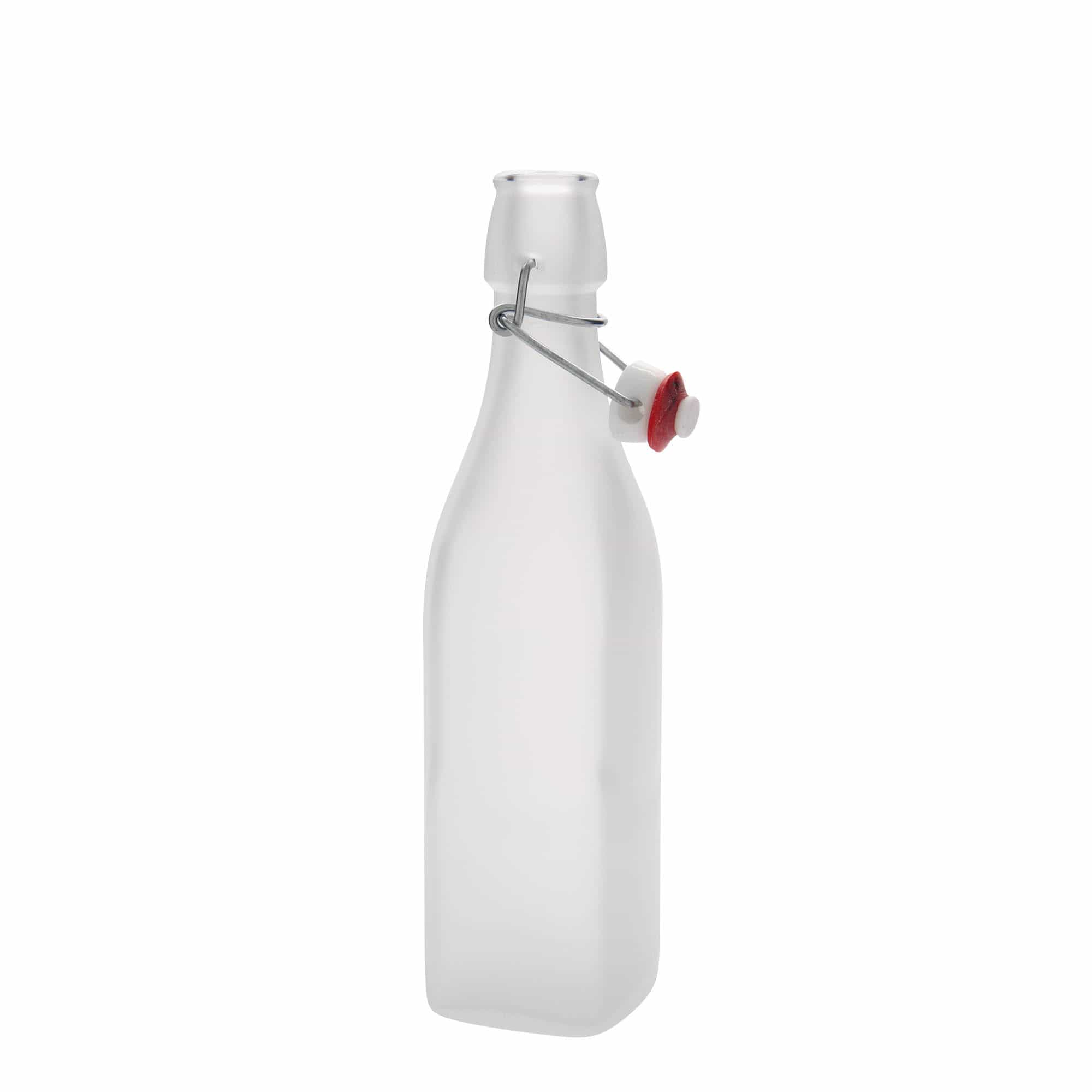 Bouteille en verre 500 ml 'Swing', carrée, blanche, bouchage: bouchon mécanique Bouteille en verre 500 ml 'Swing', carrée, blanche, bouchage: bouchon mécanique