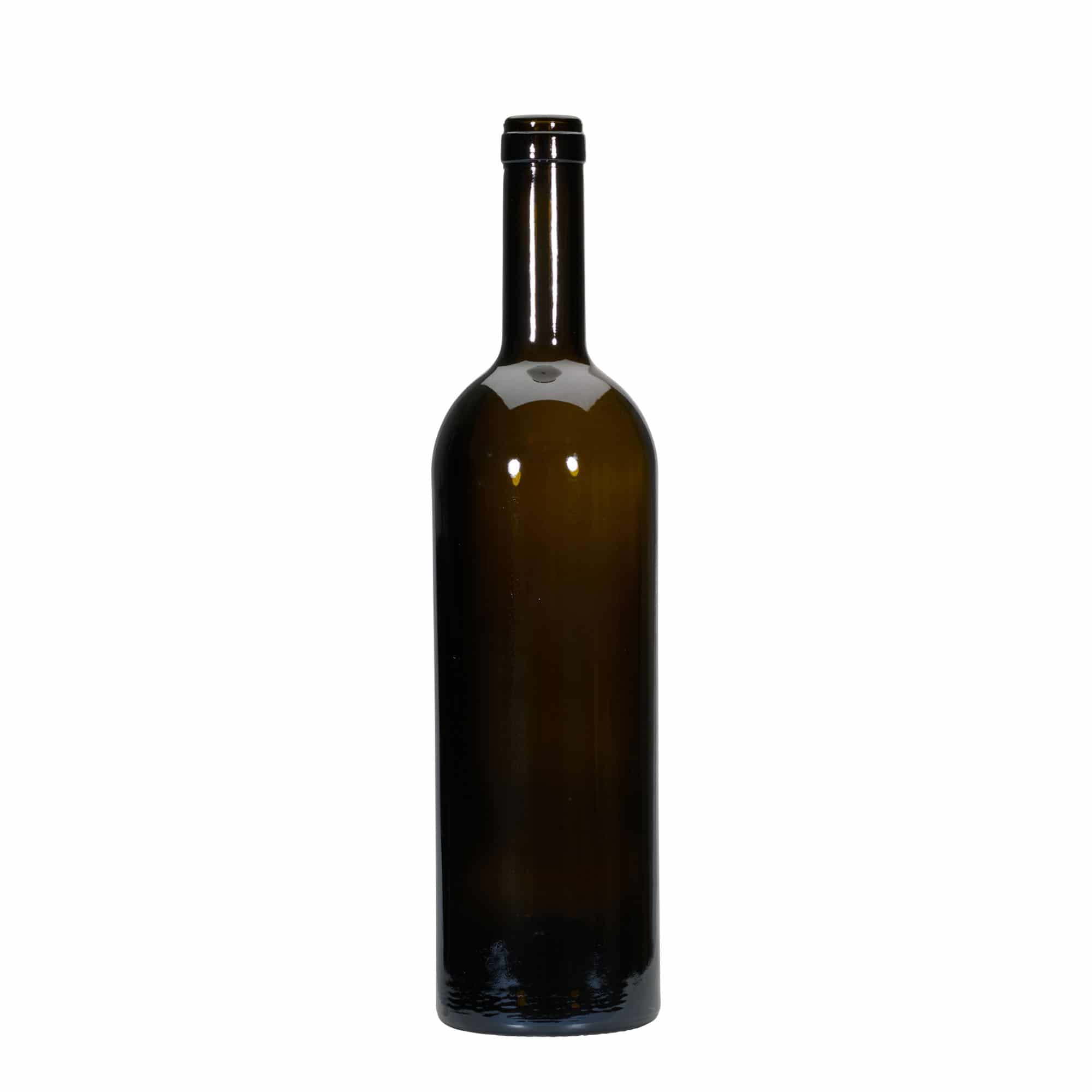 Wijnfles 'Golia', 750 ml, antiekgroen, monding: kurk