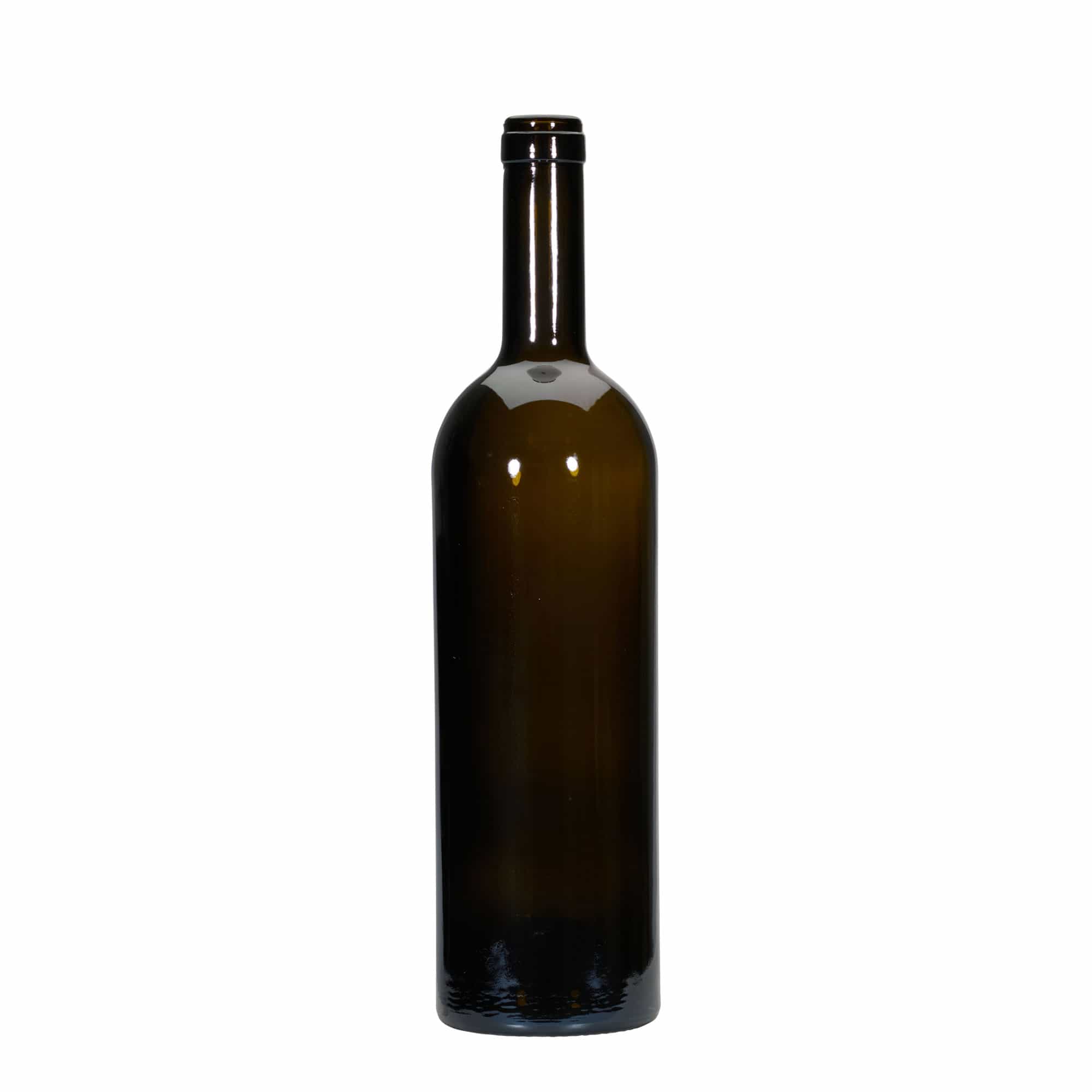 Wijnfles 'Golia', 750 ml, antiekgroen, monding: kurk