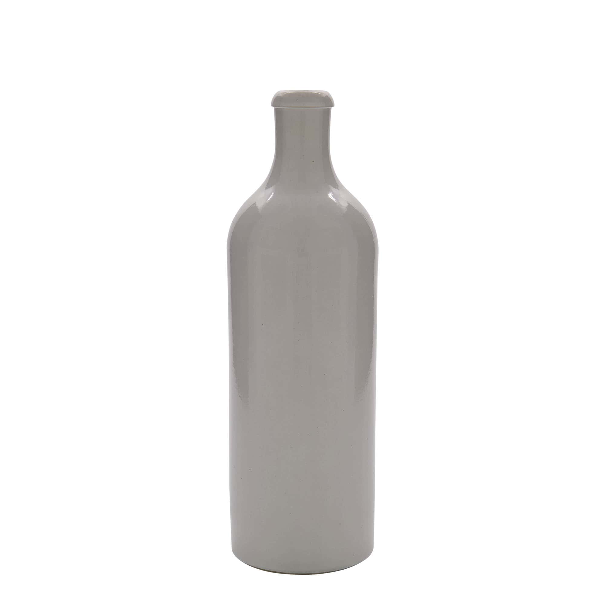 Chope en terre cuite 750 ml, grès, blanc, bouchage: bouchon