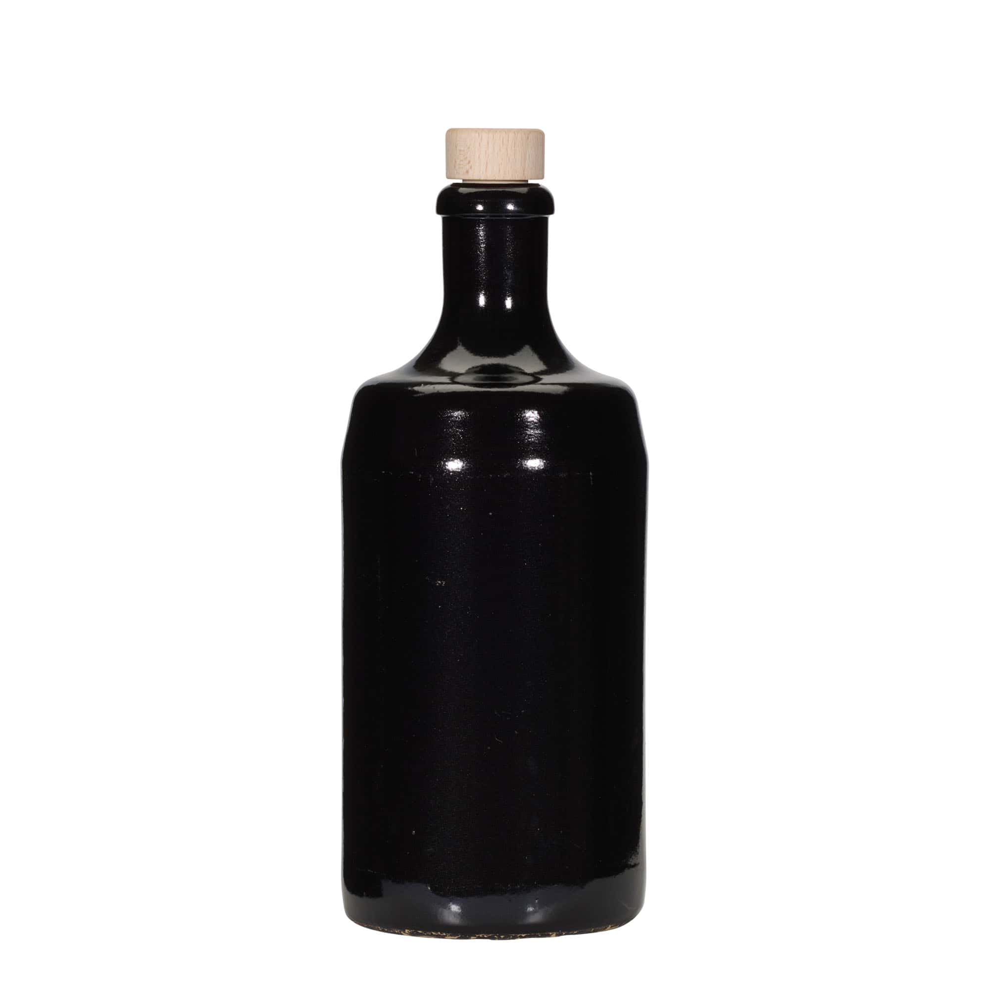 Chope en terre cuite 700 ml 'Calvados', grès, noir, bouchage: bouchon