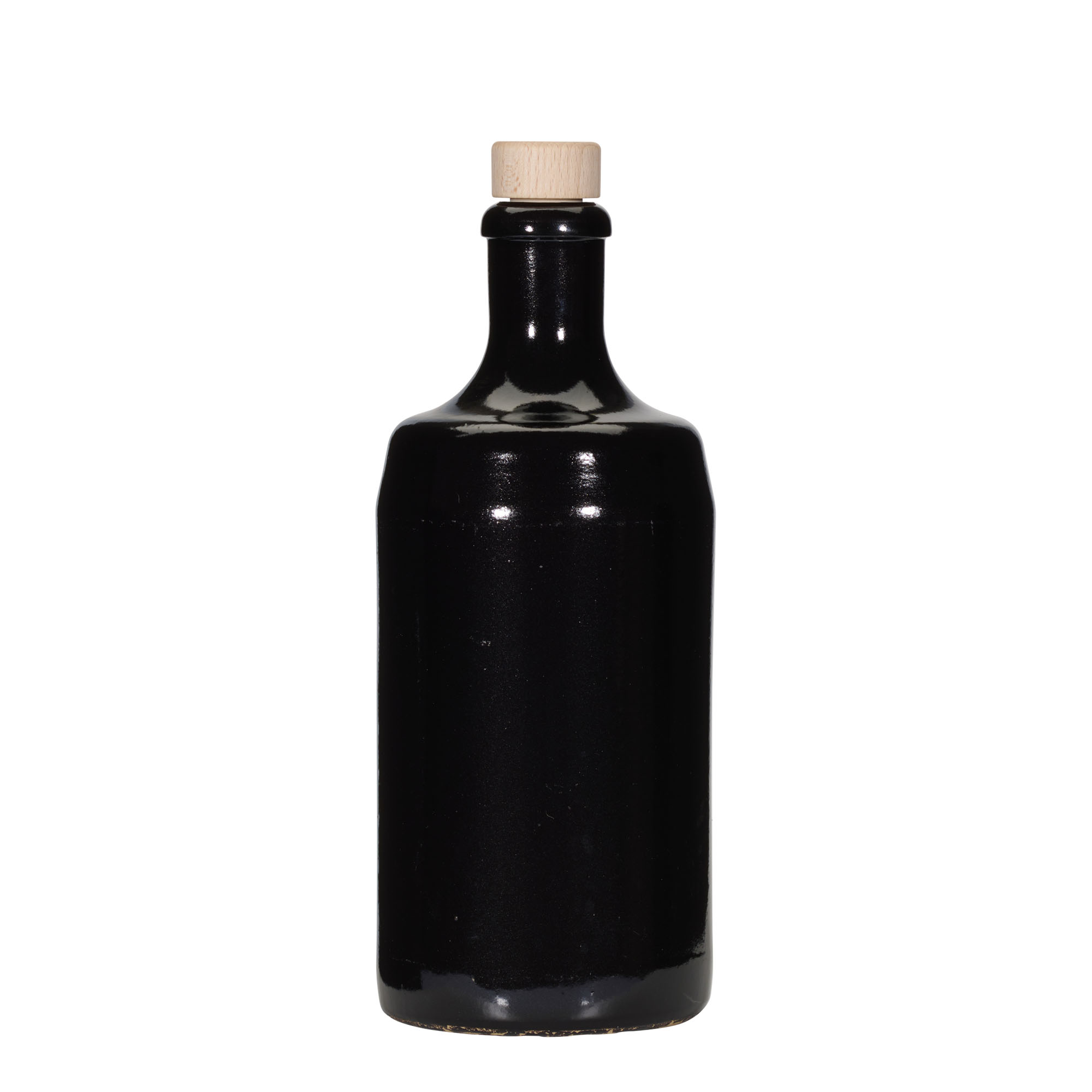 Keramische kruik 'Calvados', 700 ml, steengoed, zwart, monding: kurk