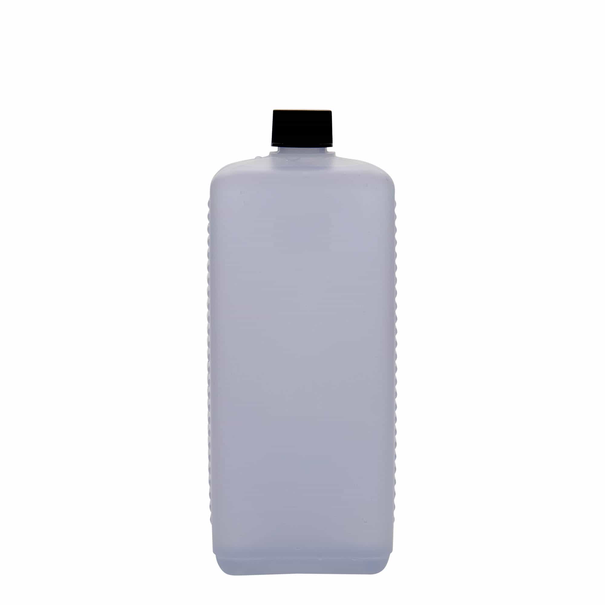 Canisterfles, 1000 ml, rechthoekig, HDPE-kunststof, naturel, monding: DIN 25 EPE